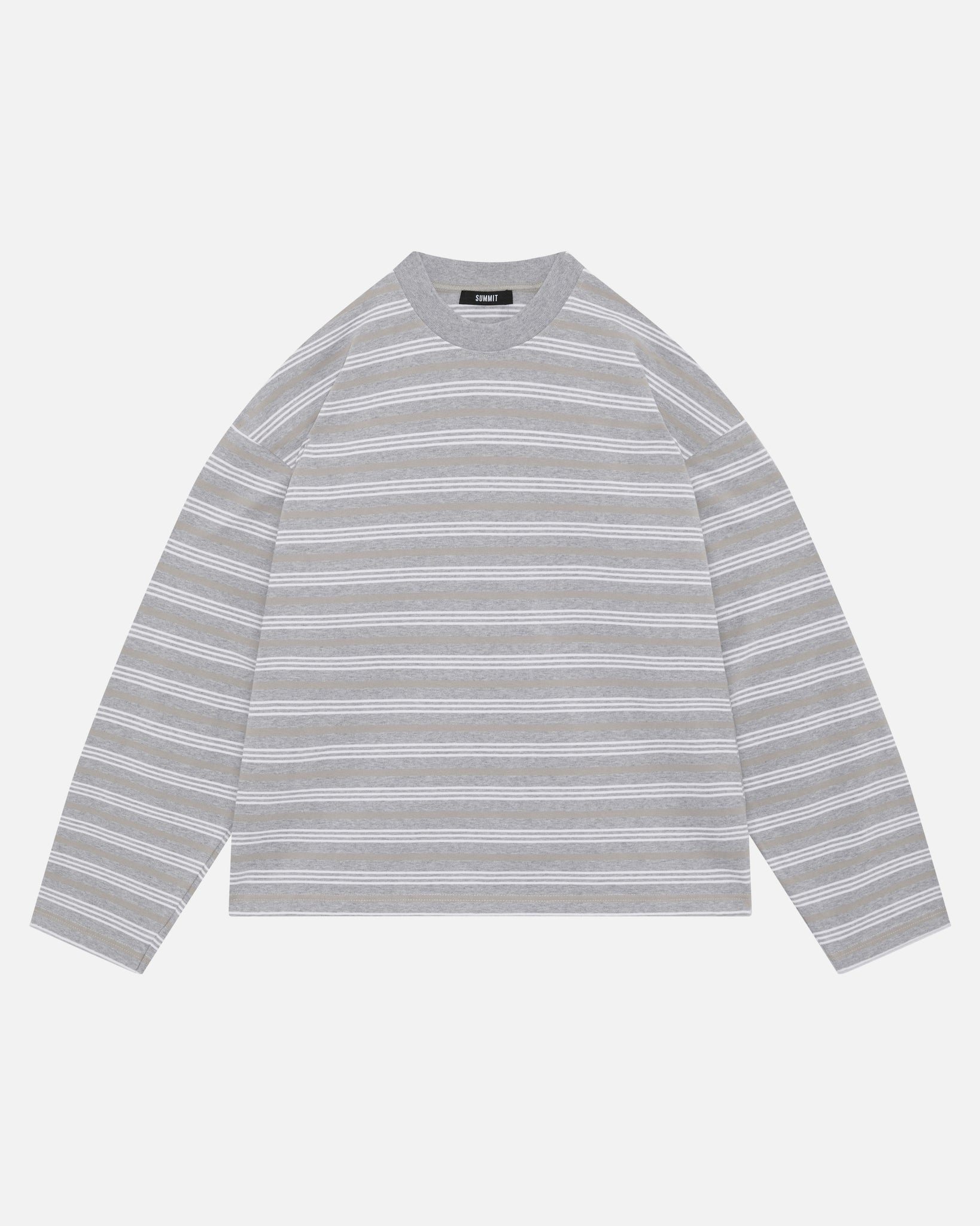 HEAVYWEIGHT LONG SLEEVE T-SHIRT - GREY/WHITE STRIPE from Summit Clothing UK