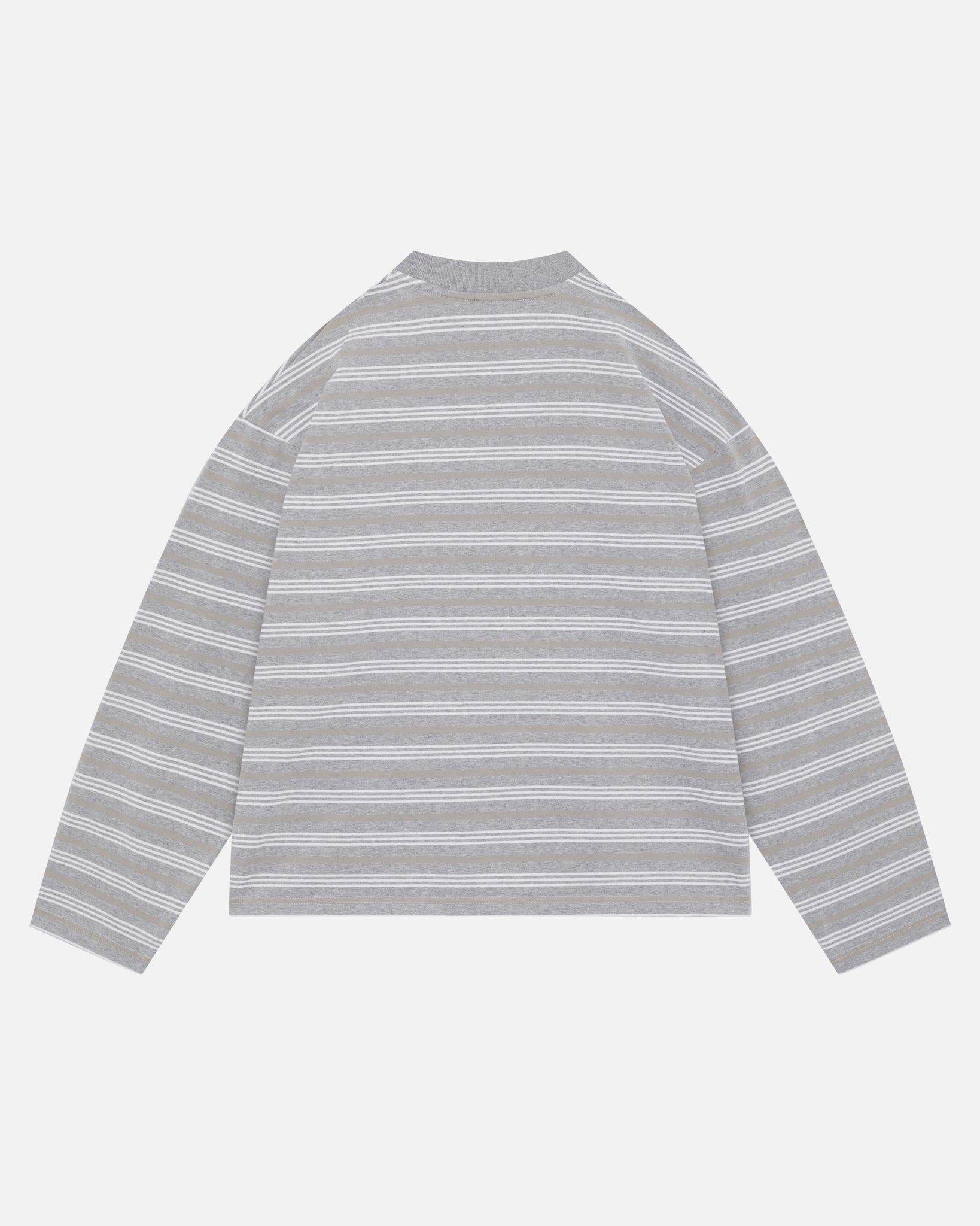 HEAVYWEIGHT LONG SLEEVE T-SHIRT - GREY/WHITE STRIPE from Summit Clothing UK