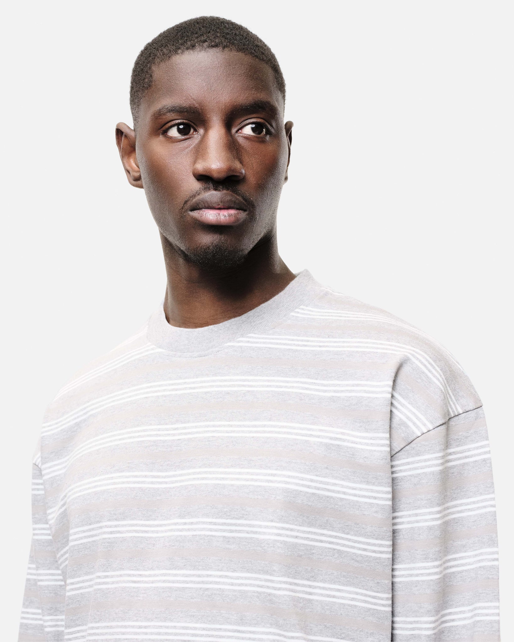 HEAVYWEIGHT LONG SLEEVE T-SHIRT - GREY/WHITE STRIPE from Summit Clothing UK