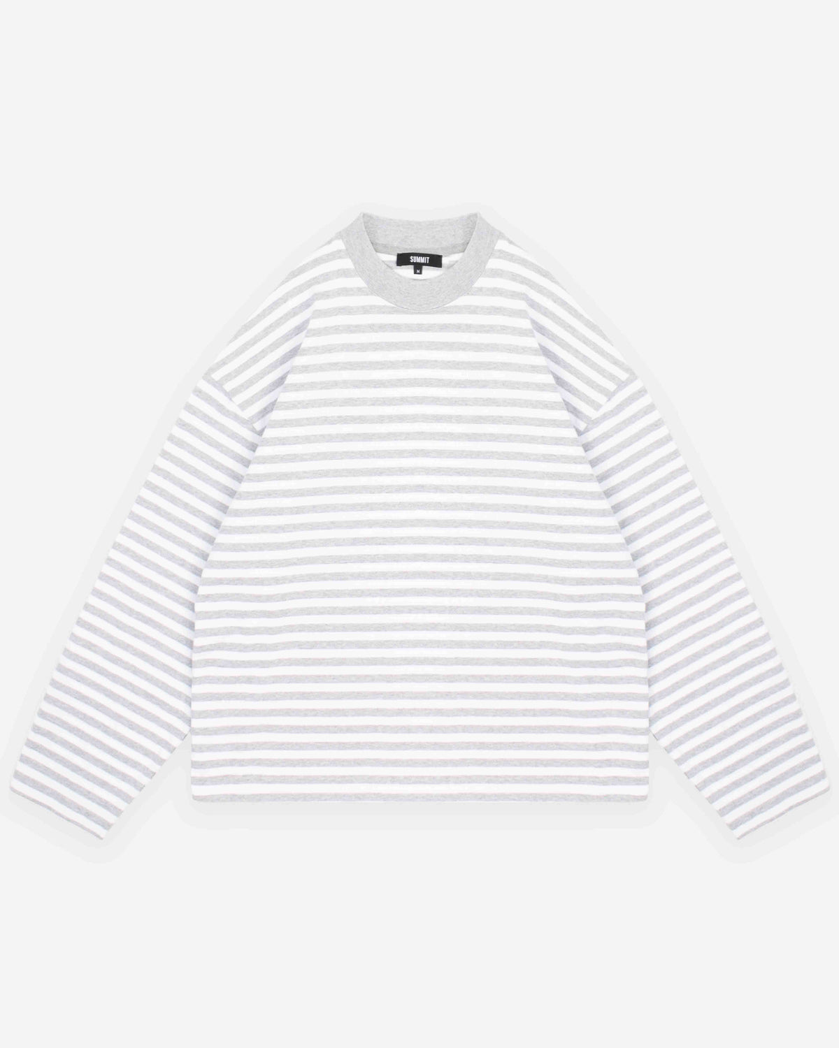 HEAVYWEIGHT LONG SLEEVE T-SHIRT - MARL GREY STRIPE from Summit Clothing UK