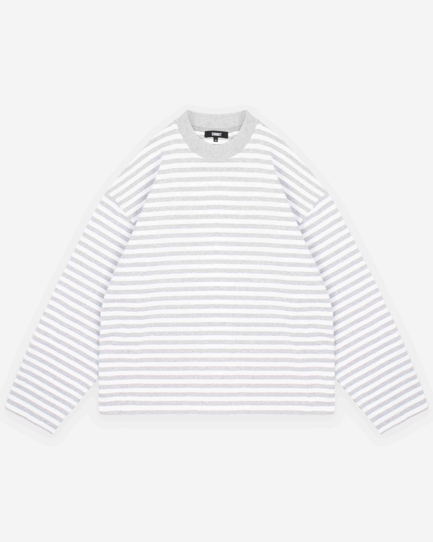 HEAVYWEIGHT LONG SLEEVE T-SHIRT - MARL GREY STRIPE from Summit Clothing UK