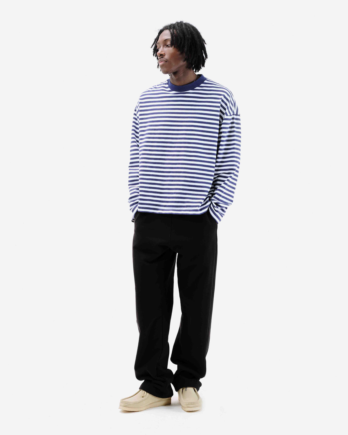 HEAVYWEIGHT LONG SLEEVE T-SHIRT - NAVY STRIPE from Summit Clothing UK