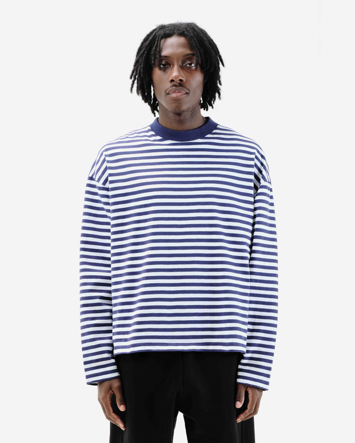 HEAVYWEIGHT LONG SLEEVE T-SHIRT - NAVY STRIPE from Summit Clothing UK