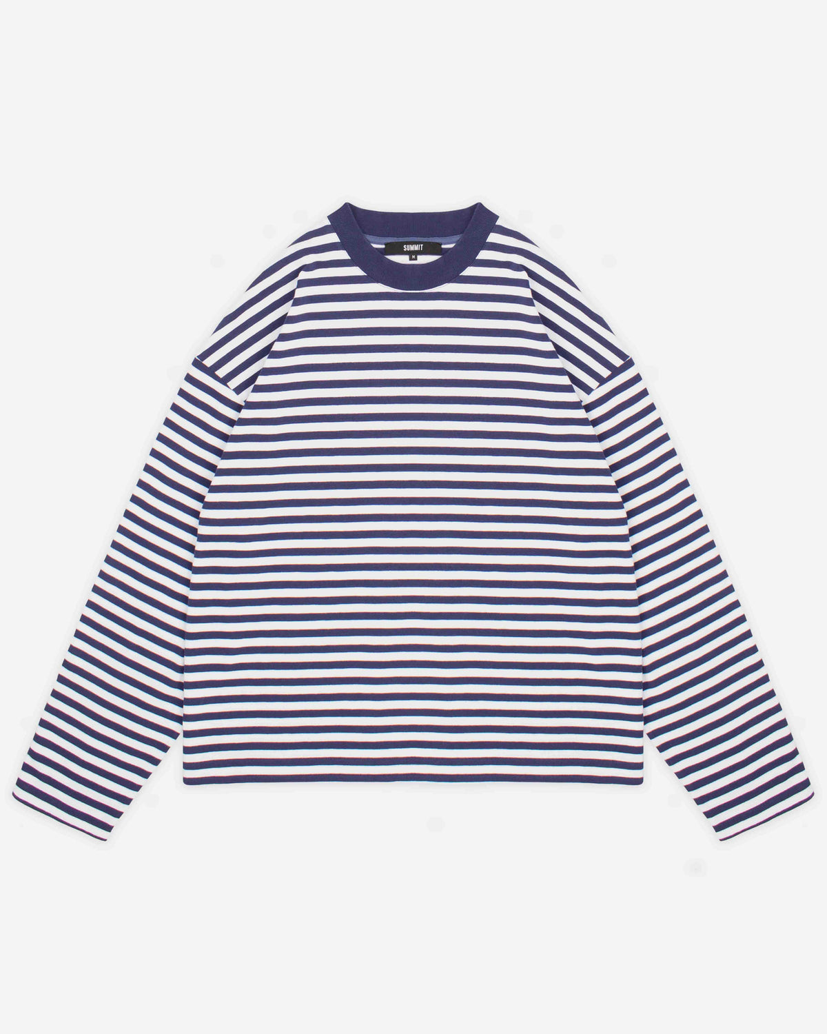 HEAVYWEIGHT LONG SLEEVE T-SHIRT - NAVY STRIPE from Summit Clothing UK