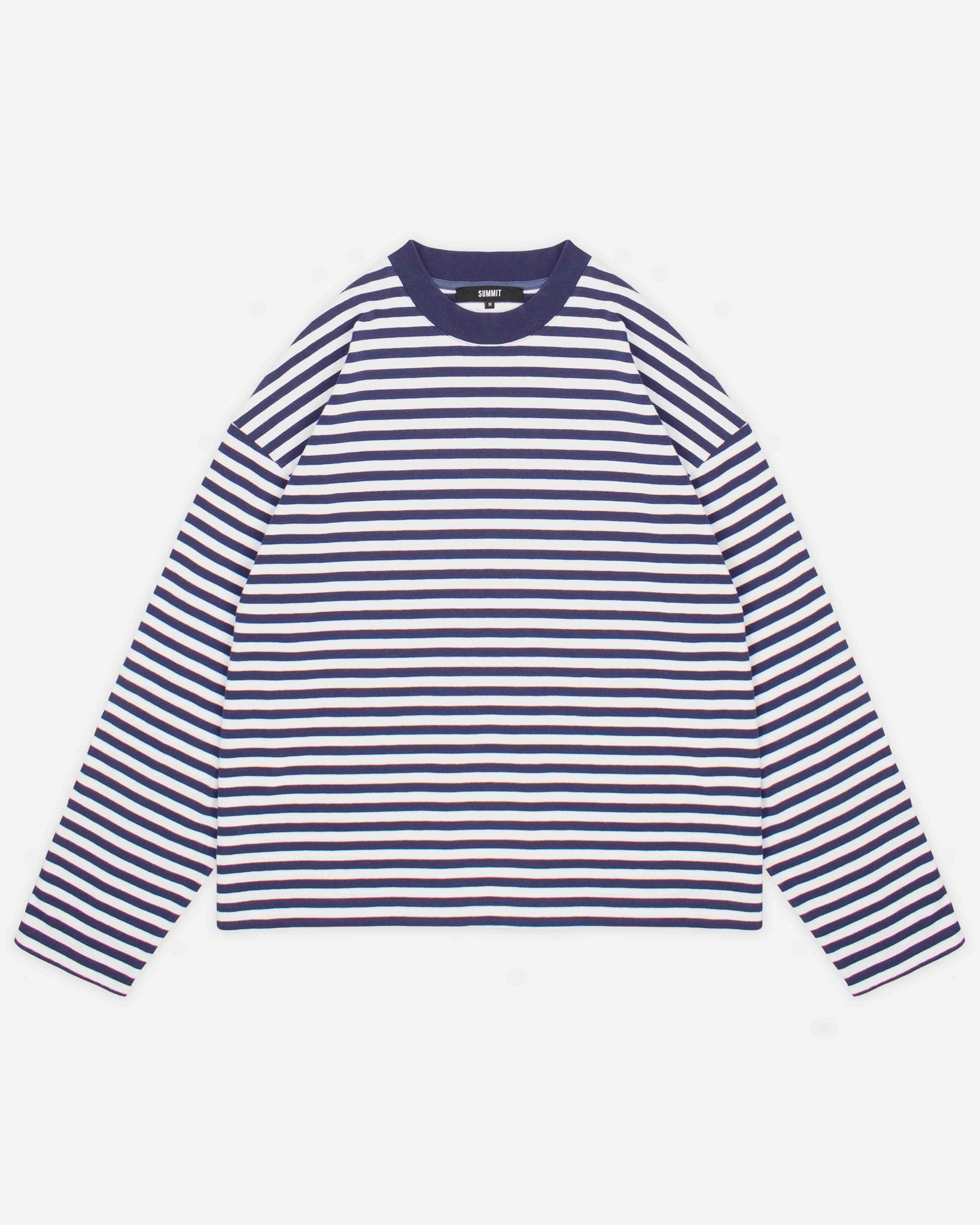 HEAVYWEIGHT LONG SLEEVE T-SHIRT - NAVY STRIPE from Summit Clothing UK