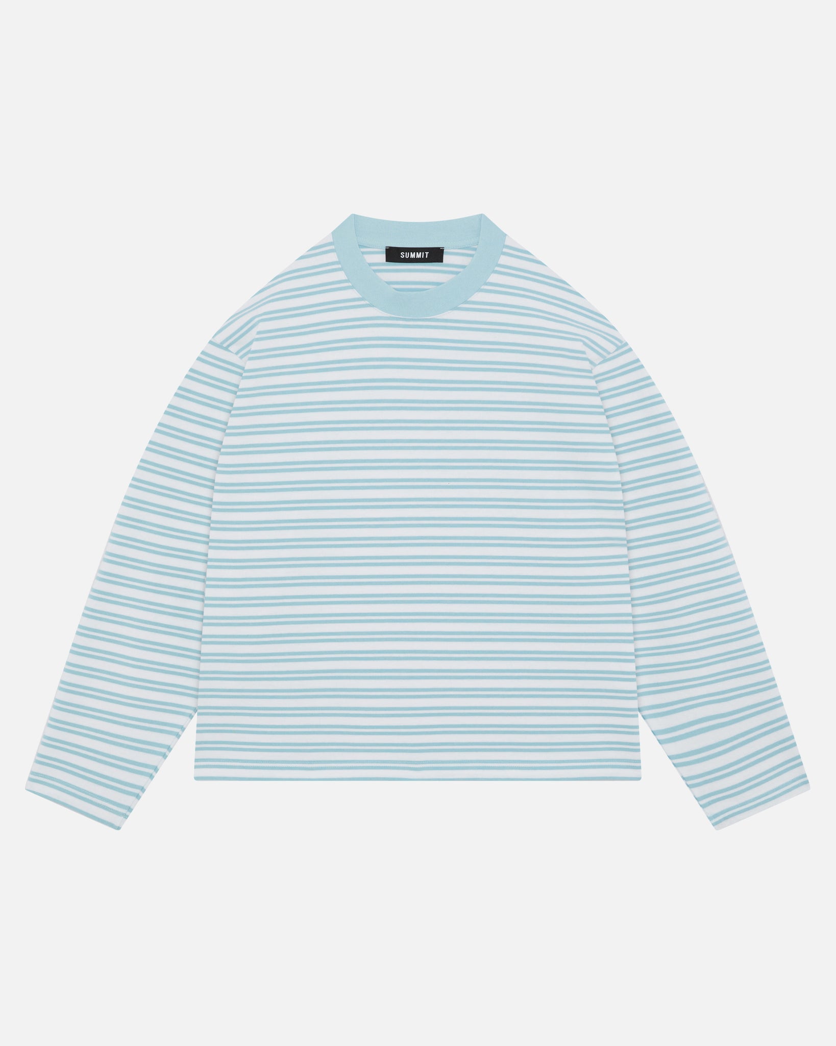HEAVYWEIGHT LONG SLEEVE T-SHIRT - PALE BLUE STRIPE from Summit Clothing UK