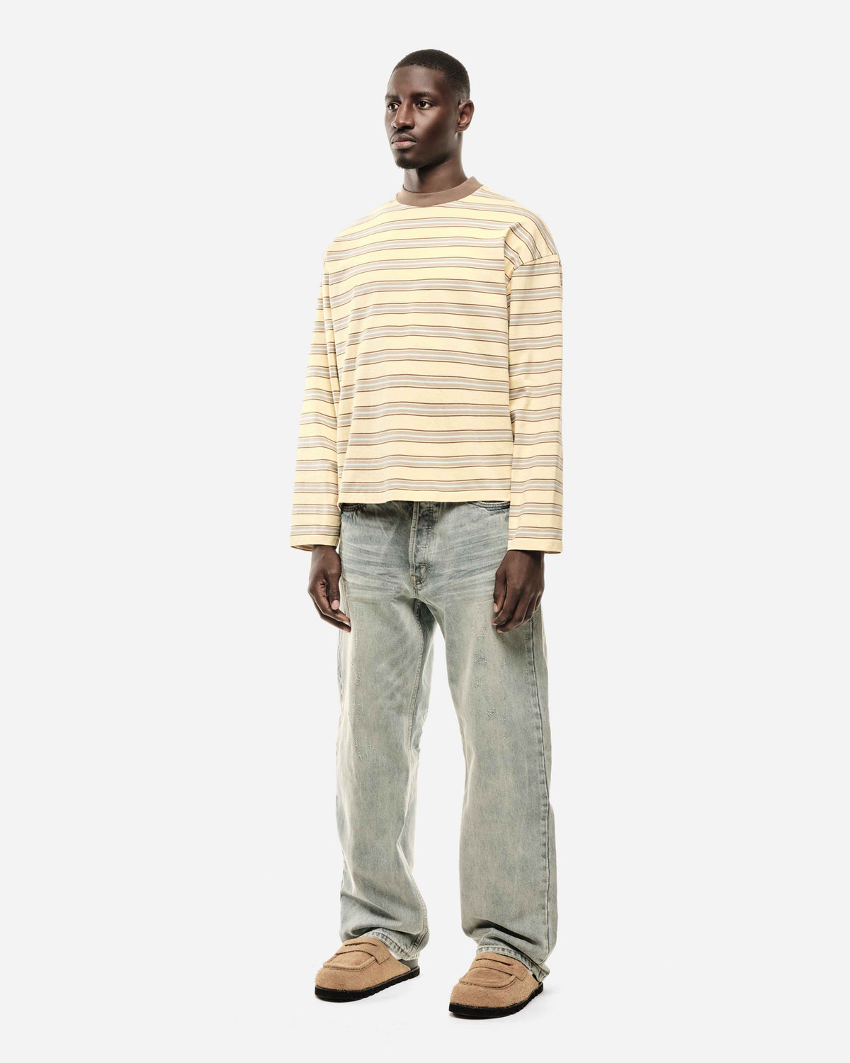 HEAVYWEIGHT LONG SLEEVE T-SHIRT - YELLOW STRIPE from Summit Clothing UK