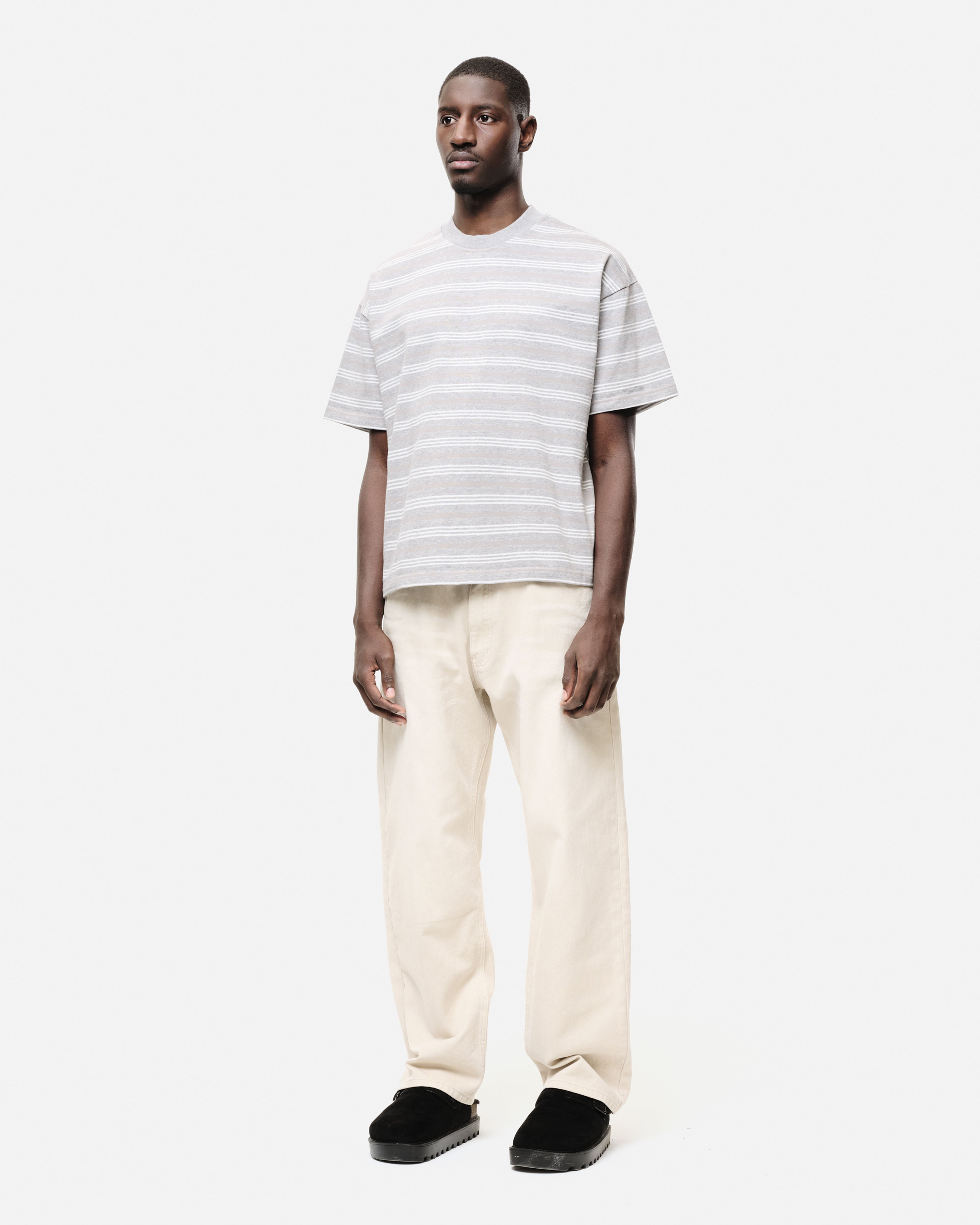 HEAVYWEIGHT T-SHIRT - GREY/WHITE STRIPE from Summit Clothing UK