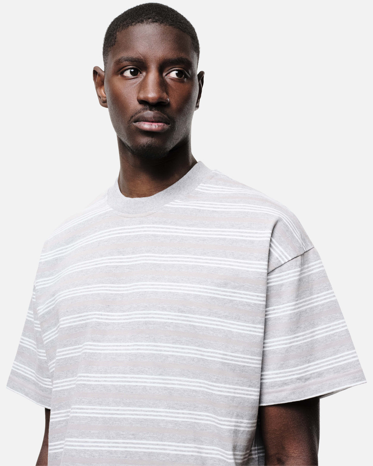HEAVYWEIGHT T-SHIRT - GREY/WHITE STRIPE from Summit Clothing UK