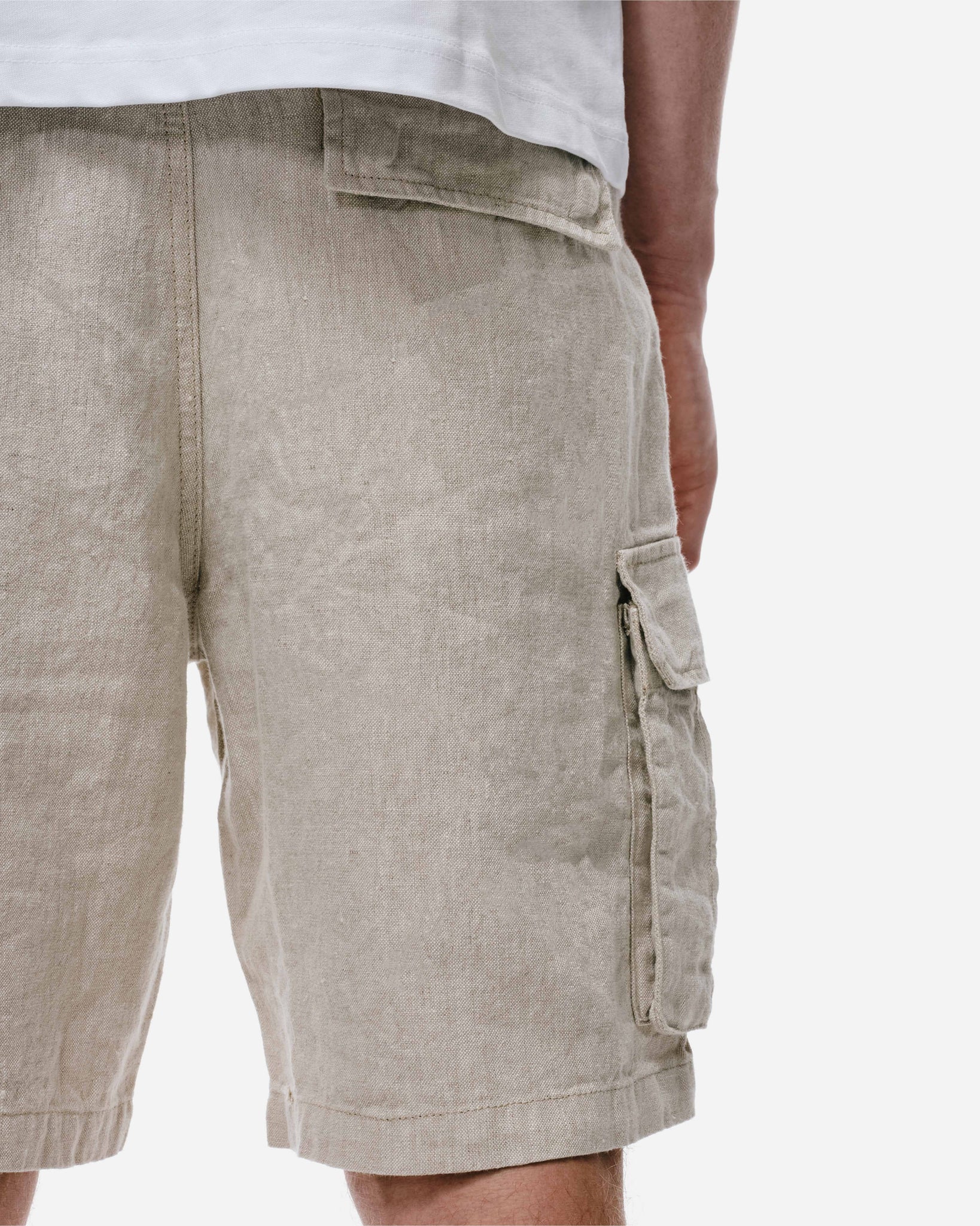 LINEN CARGO SHORT - BIEGE from Summit Clothing UK