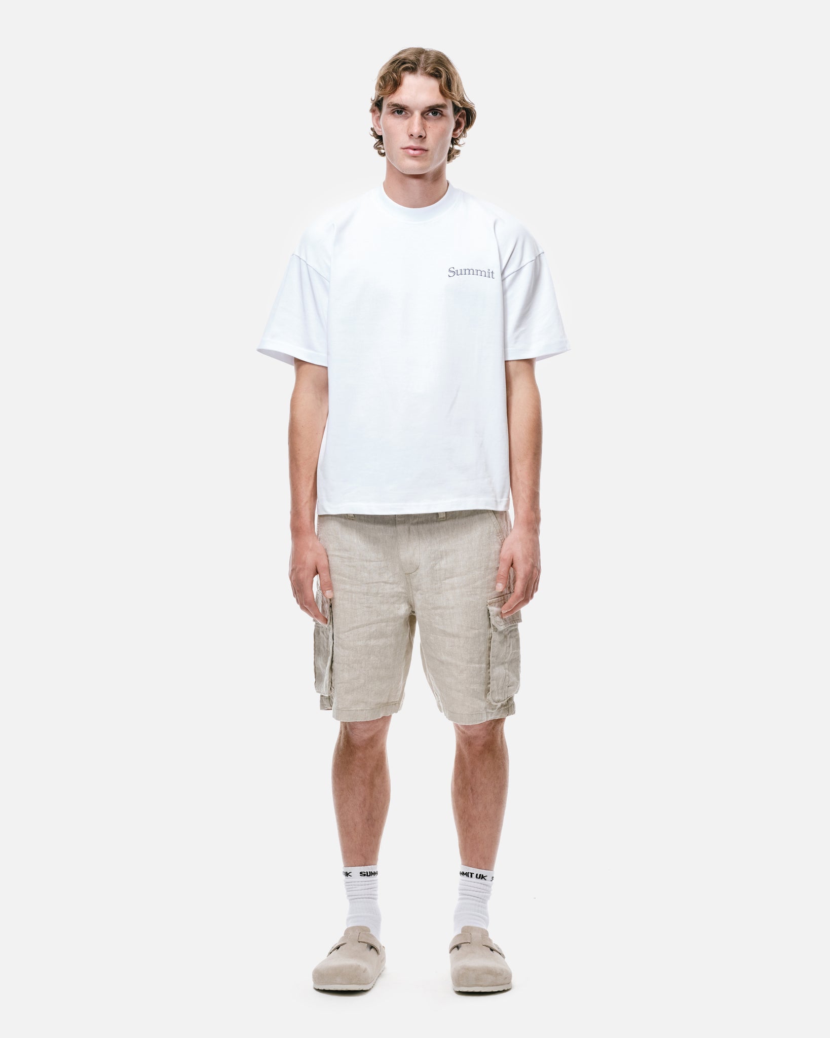 LINEN CARGO SHORT - BIEGE from Summit Clothing UK