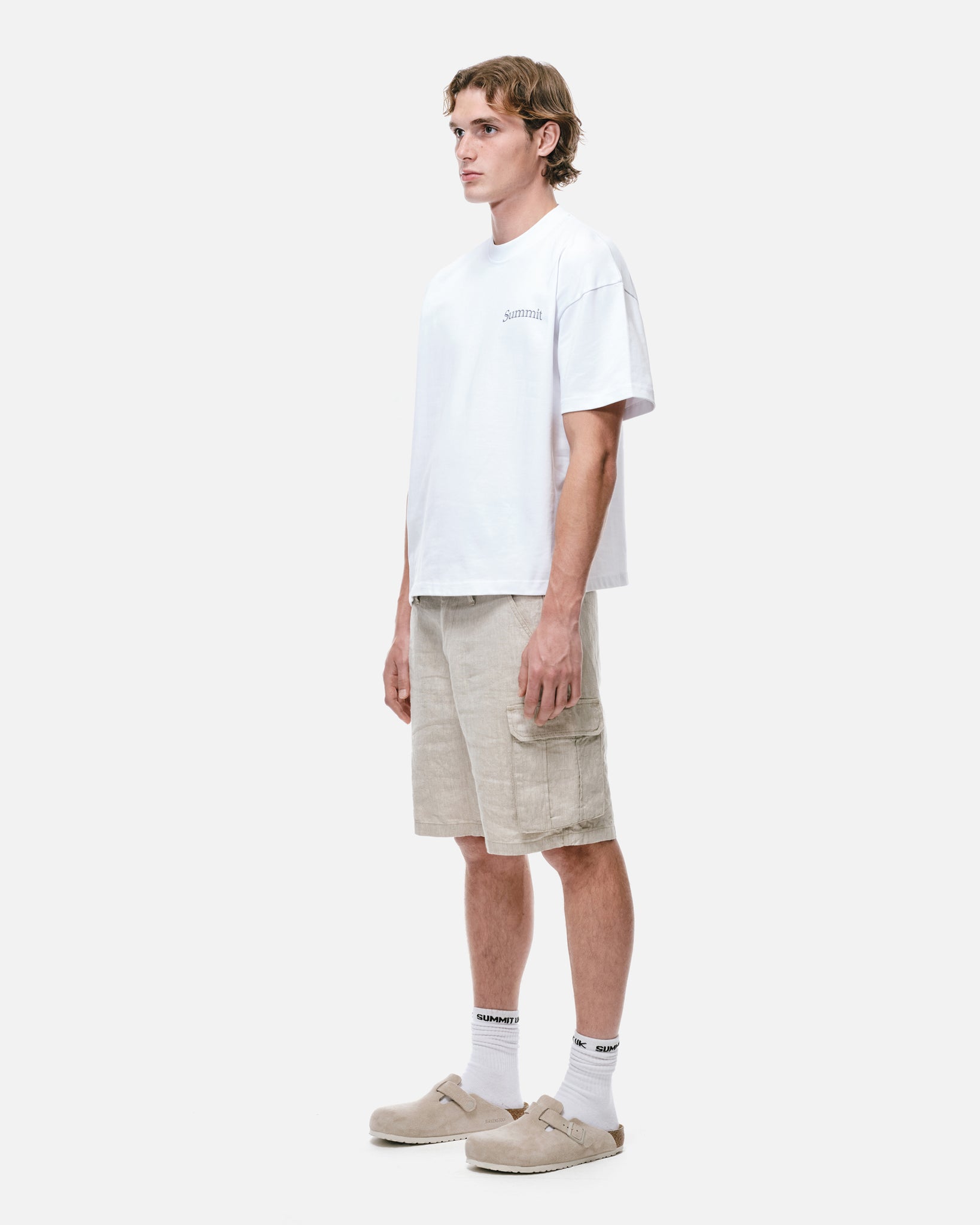 LINEN CARGO SHORT - BIEGE from Summit Clothing UK