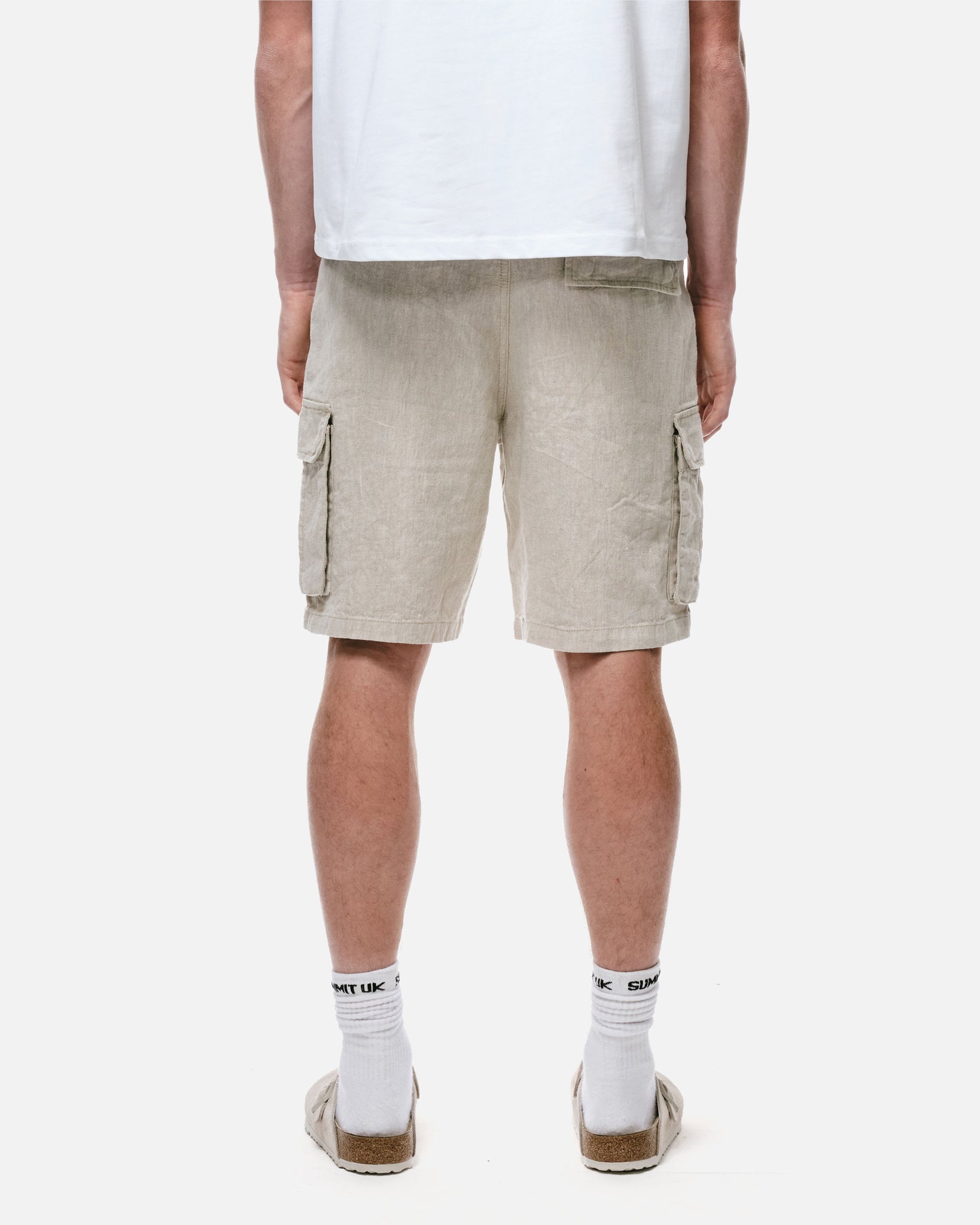 LINEN CARGO SHORT - BIEGE from Summit Clothing UK