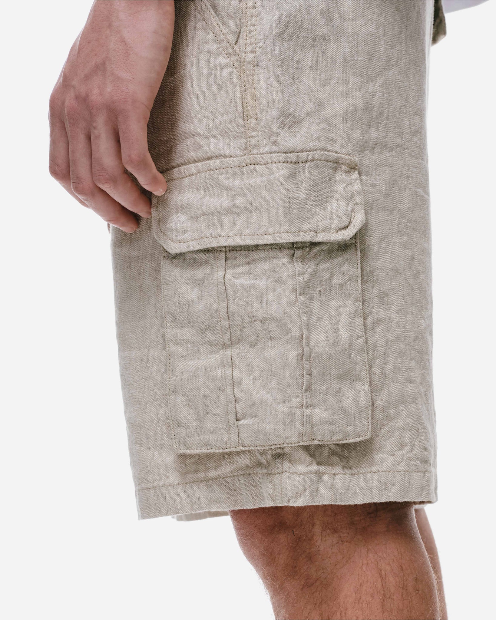 LINEN CARGO SHORT - BIEGE from Summit Clothing UK