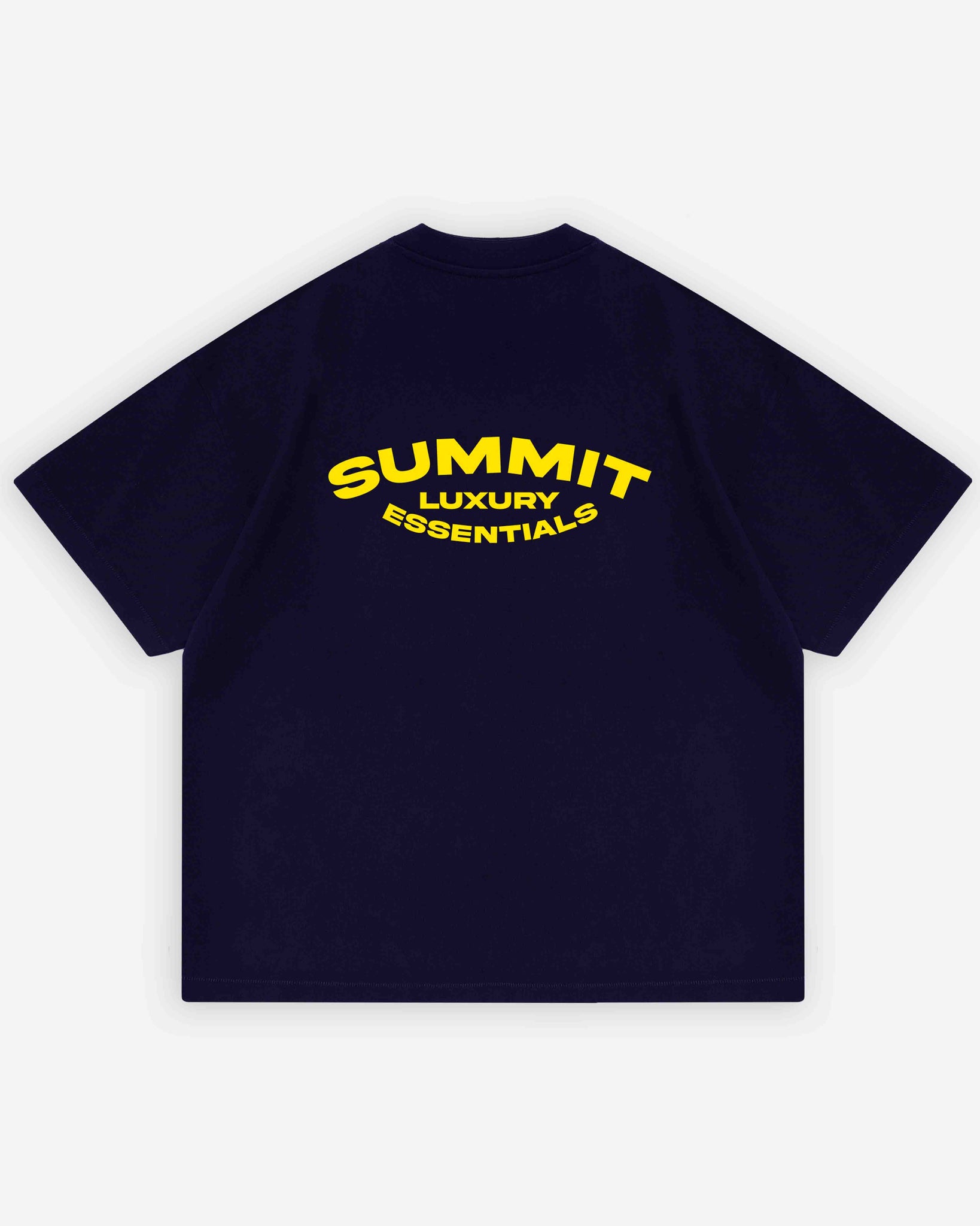 LUXURY ESSENTIALS T-SHIRT - NAVY/YELLOW PRINT from Summit Clothing UK