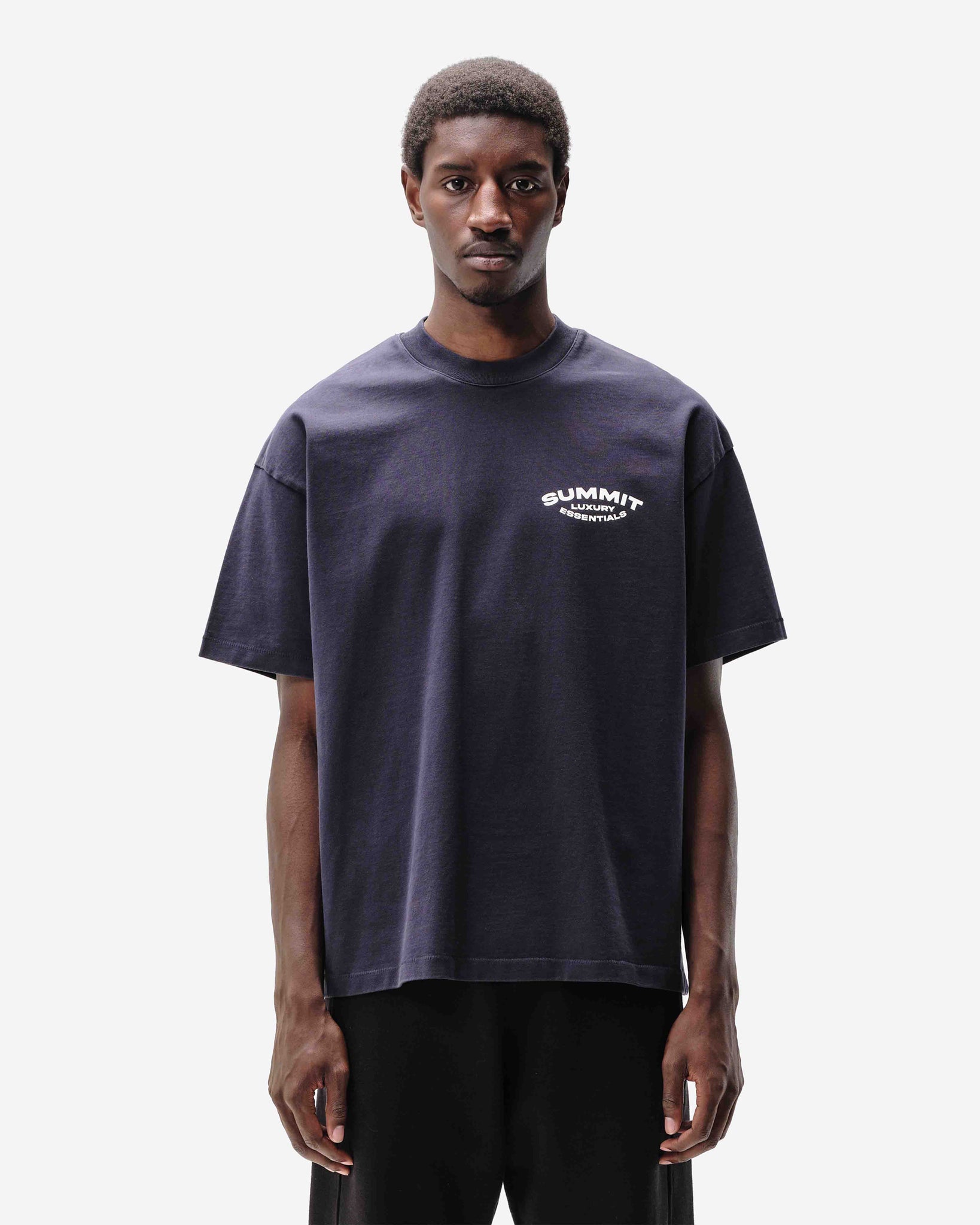 LUXURY ESSENTIALS T-SHIRT - NAVY from Summit Clothing UK