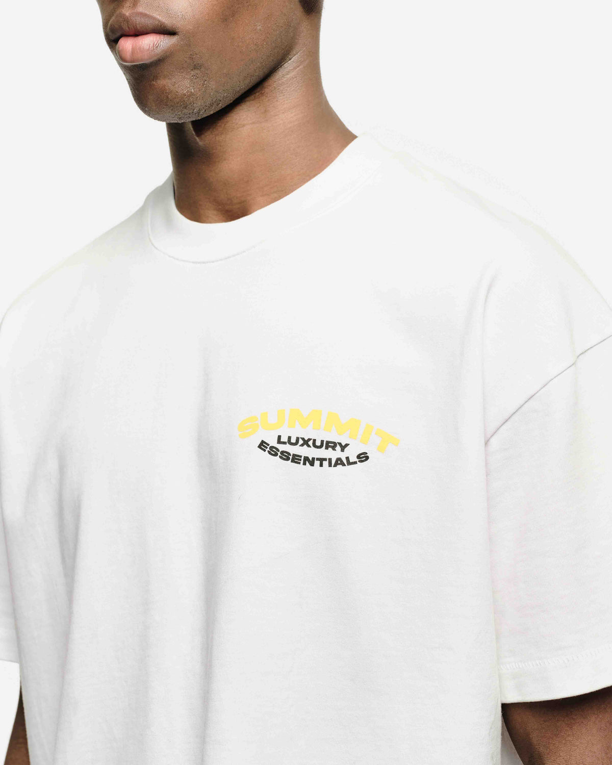 LUXURY ESSENTIALS T-SHIRT - WHITE/YELLOW from Summit Clothing UK