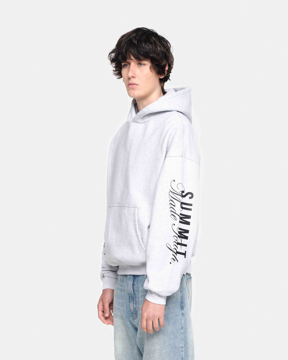 MADE TOUGH SLEEVE PRINT HOODIE - MARL GREY from Summit Clothing UK