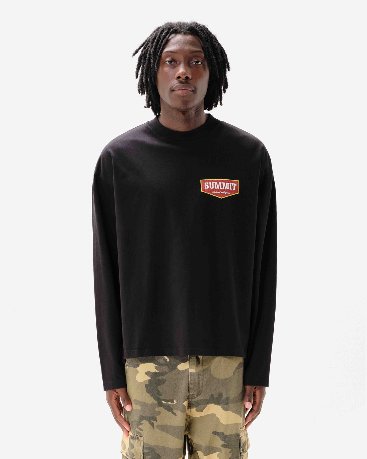 PATCH LOGO LONG SLEEVE T-SHIRT - BLACK from Summit Clothing UK