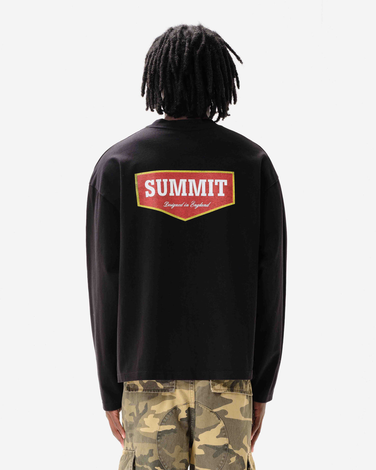 PATCH LOGO LONG SLEEVE T-SHIRT - BLACK from Summit Clothing UK