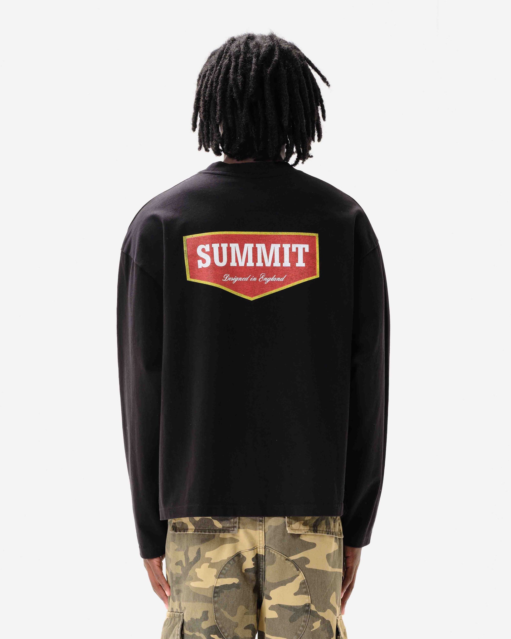 PATCH LOGO LONG SLEEVE T-SHIRT - BLACK from Summit Clothing UK