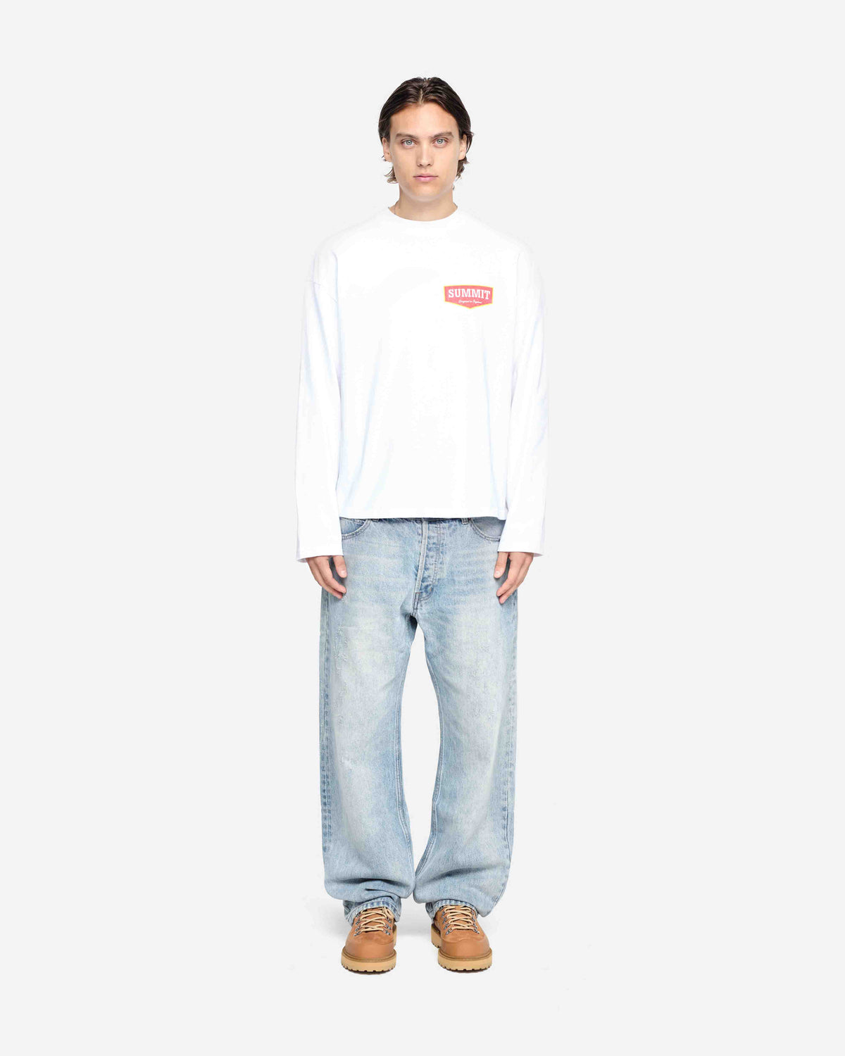 PATCH LOGO LONG SLEEVE T-SHIRT - WHITE from Summit Clothing UK