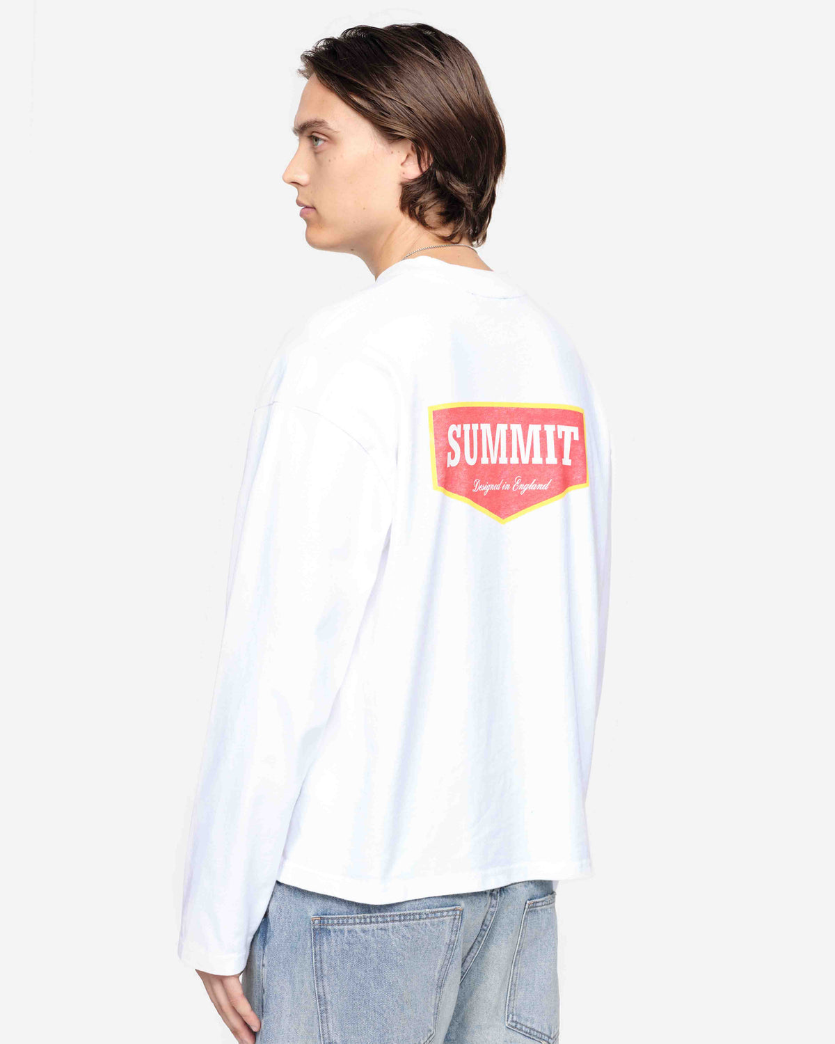 PATCH LOGO LONG SLEEVE T-SHIRT - WHITE from Summit Clothing UK
