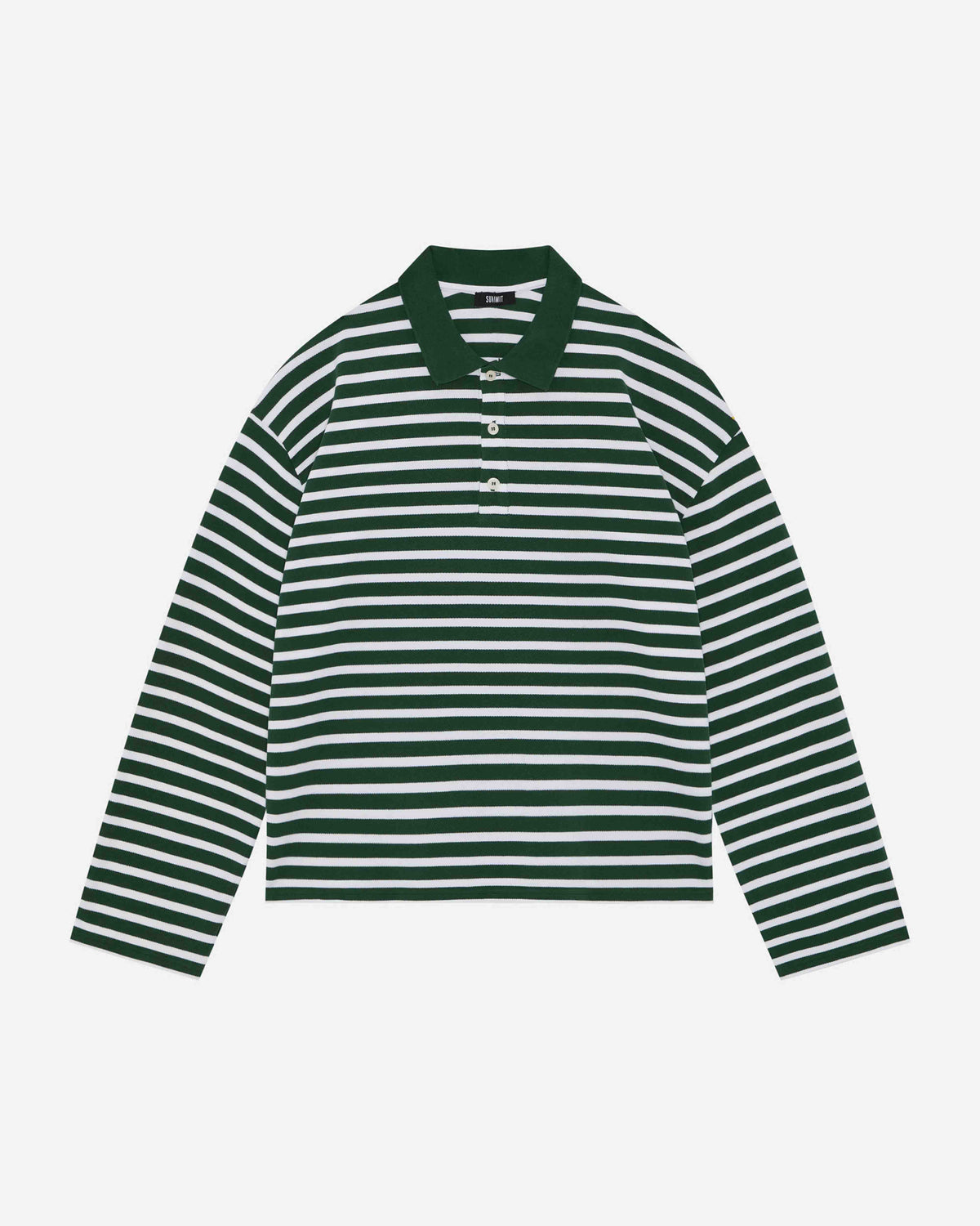 PIQUE LONG SLEEVE POLO - FOREST STRIPE from Summit Clothing UK