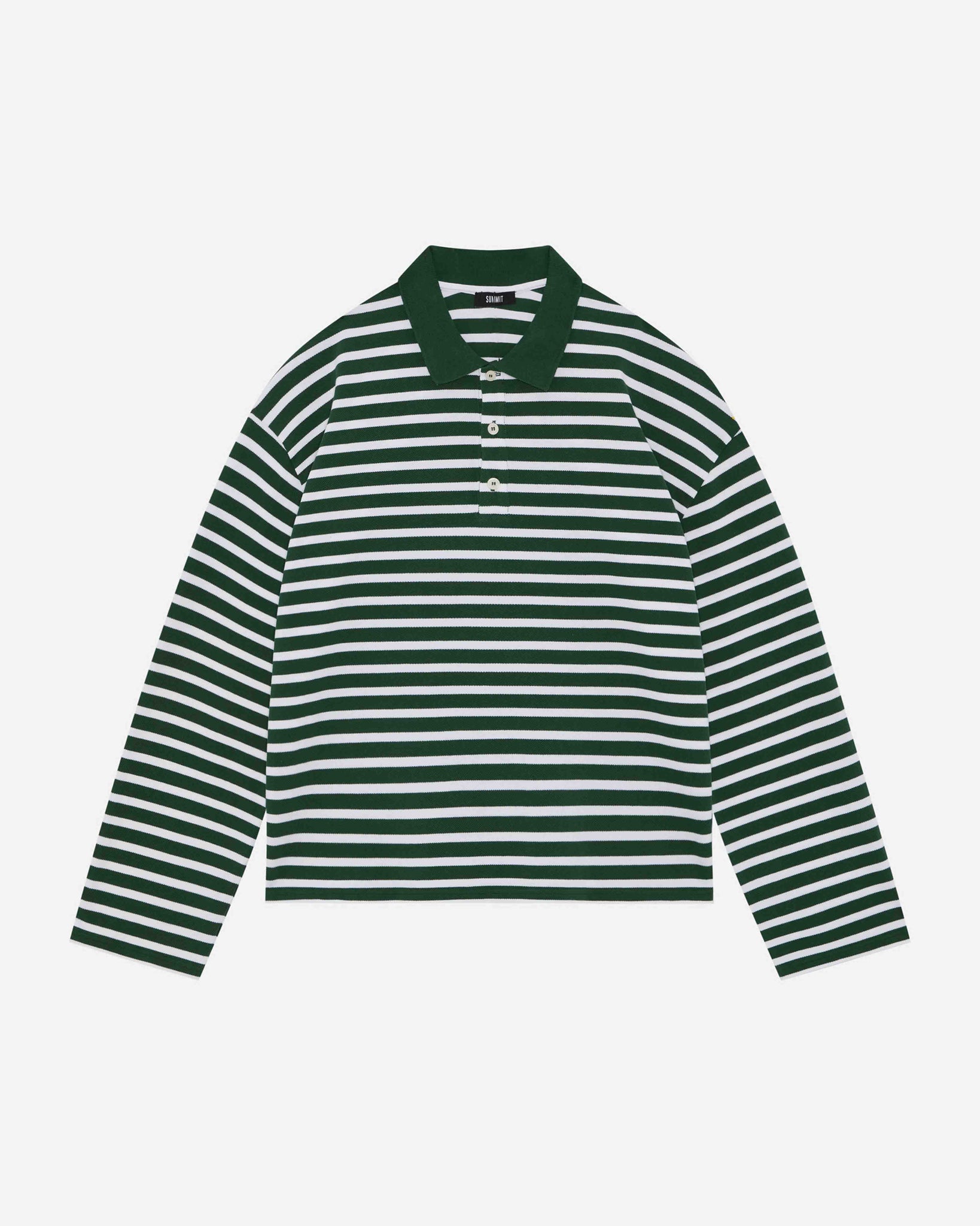PIQUE LONG SLEEVE POLO - FOREST STRIPE from Summit Clothing UK