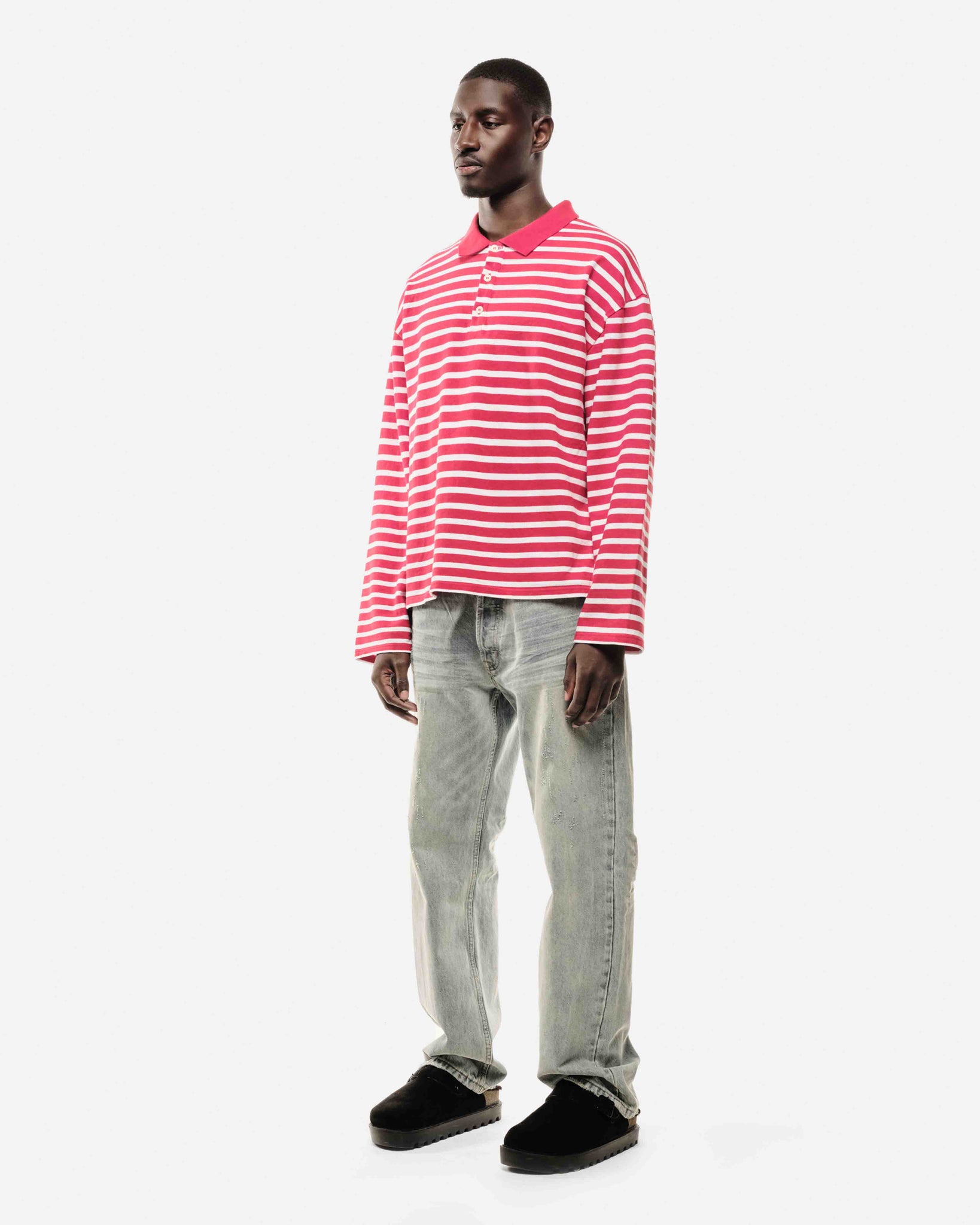 PIQUE LONG SLEEVE POLO - RED STRIPE from Summit Clothing UK