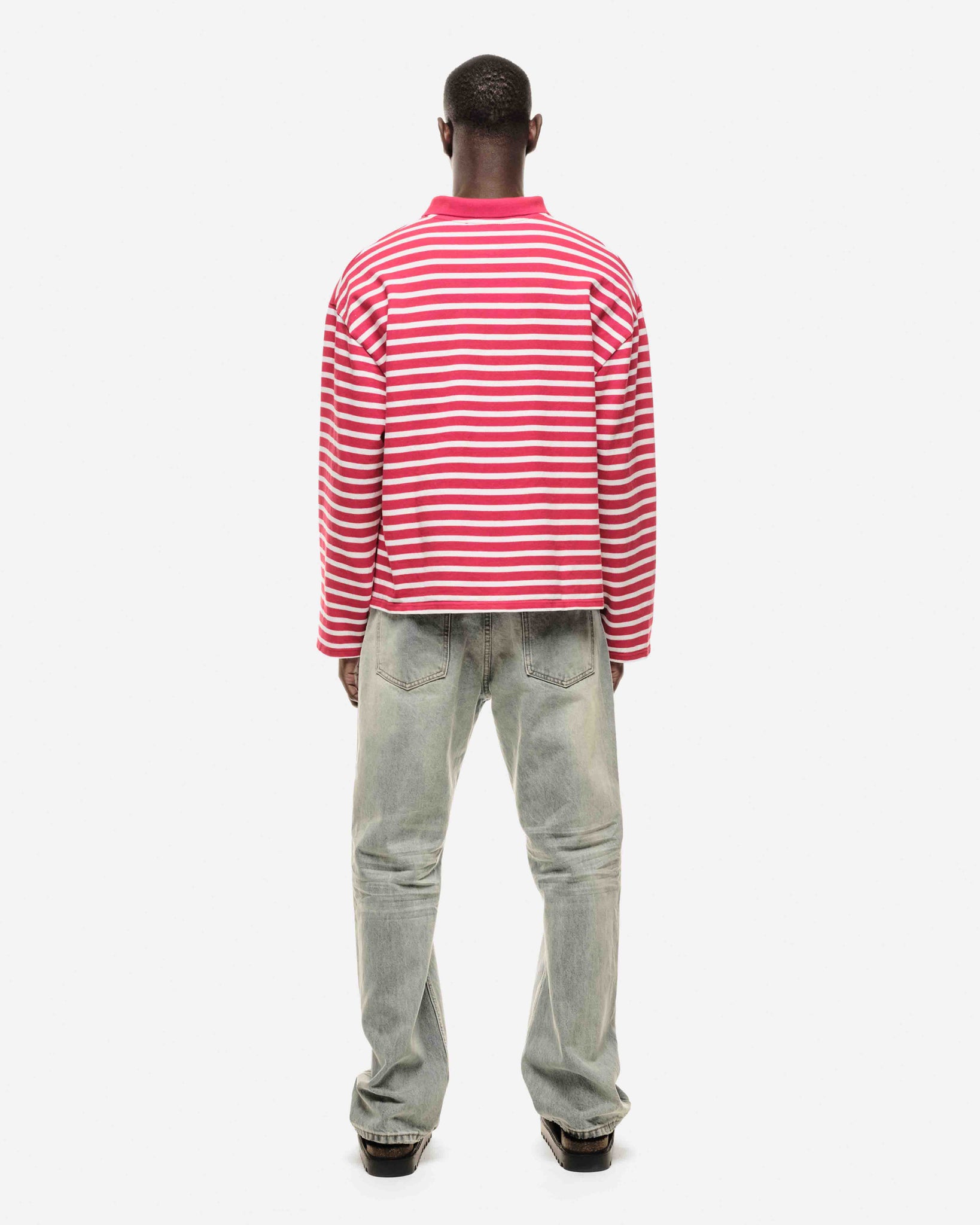 PIQUE LONG SLEEVE POLO - RED STRIPE from Summit Clothing UK