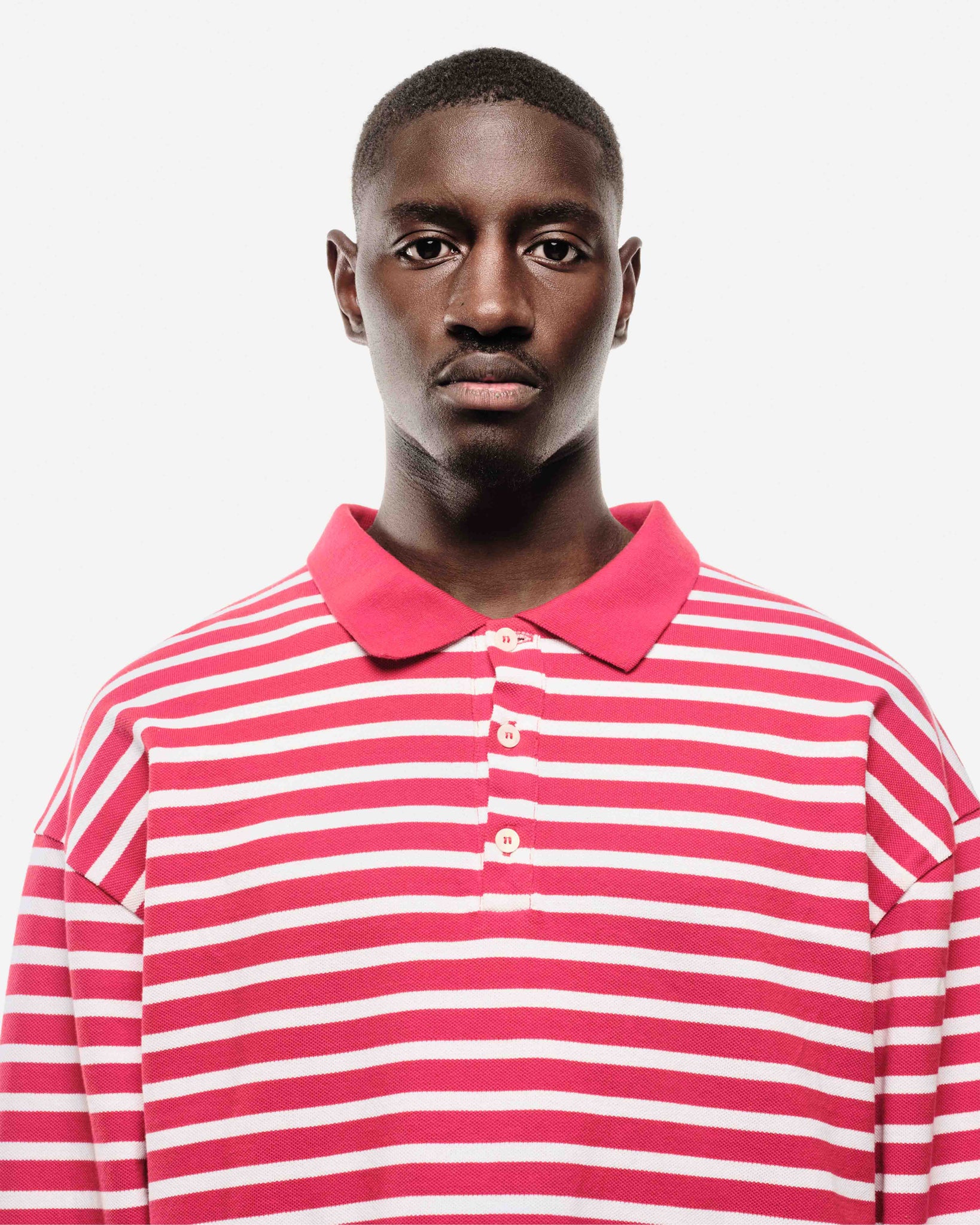 PIQUE LONG SLEEVE POLO - RED STRIPE from Summit Clothing UK