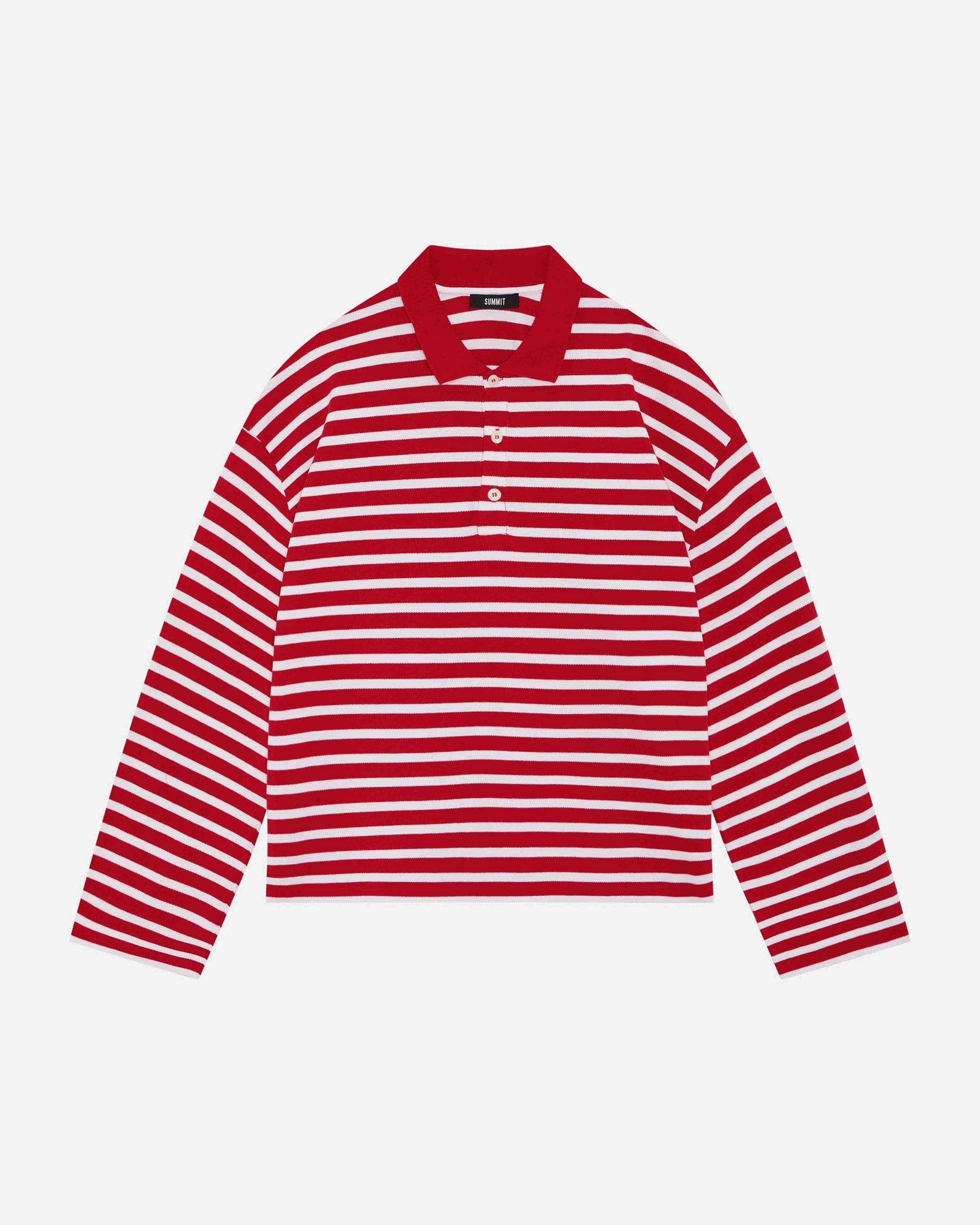 PIQUE LONG SLEEVE POLO - RED STRIPE from Summit Clothing UK