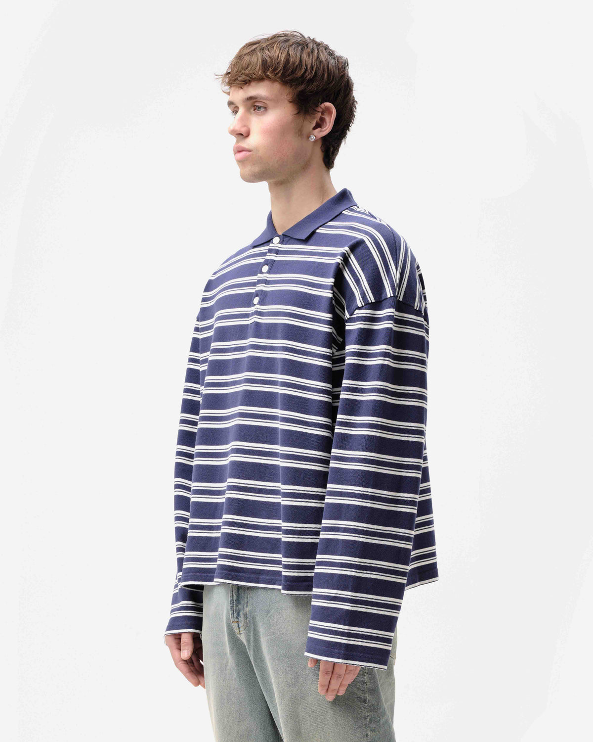 PIQUE POLO - NAVY STRIPE from Summit Clothing UK