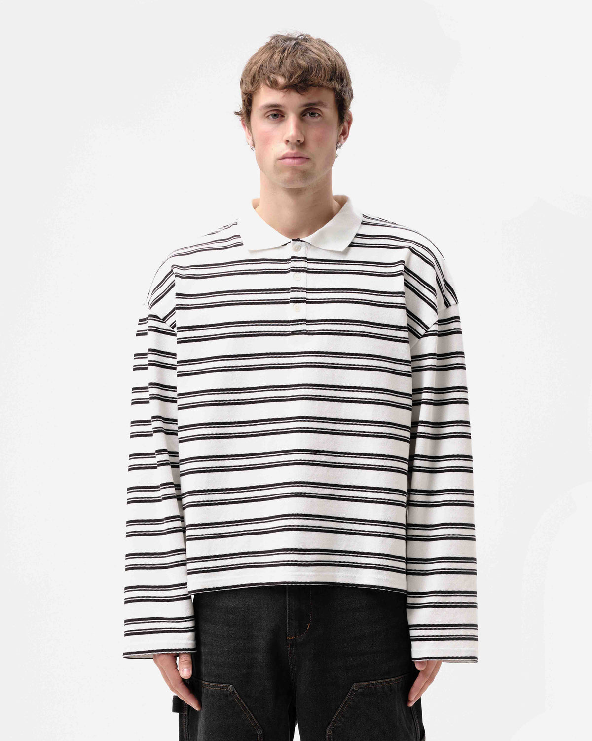 PIQUE POLO - OFF WHITE STRIPE from Summit Clothing UK