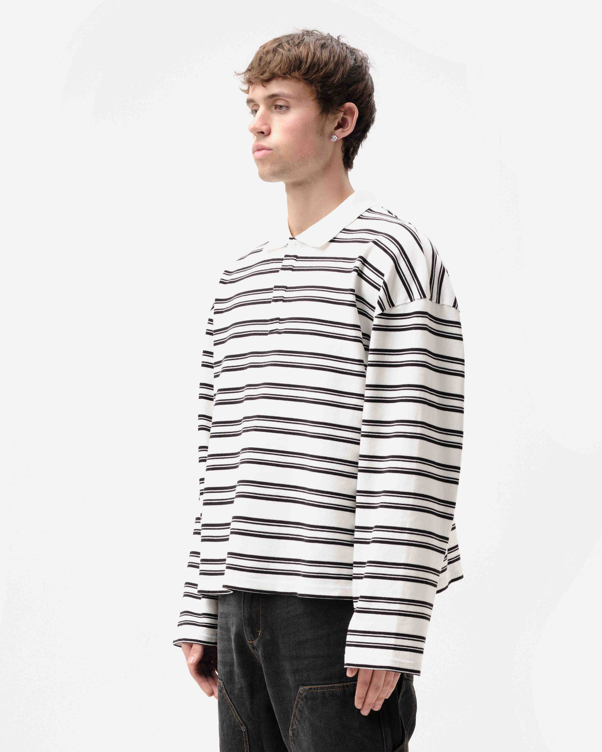 PIQUE POLO - OFF WHITE STRIPE from Summit Clothing UK