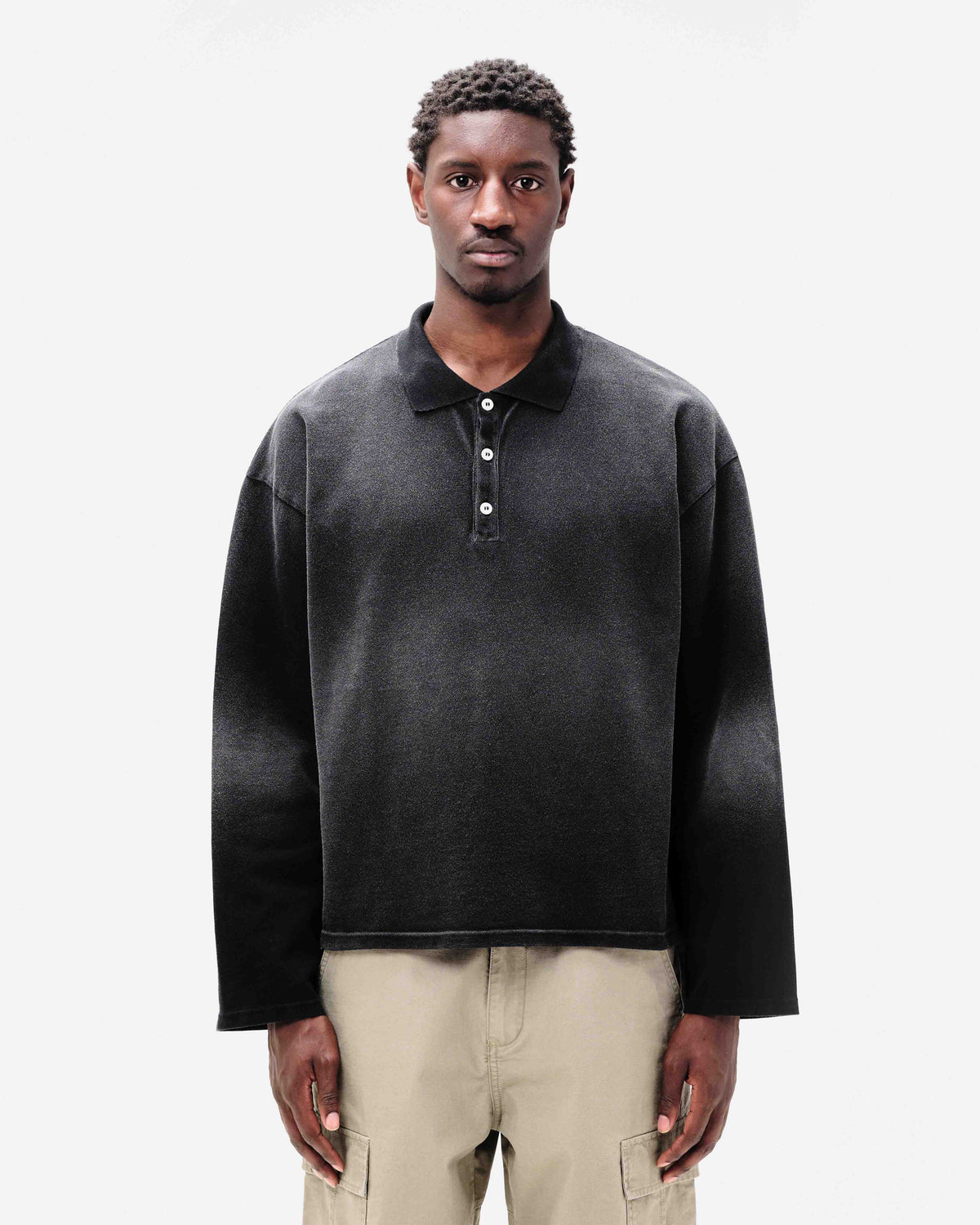 PIQUE POLO - SUN FADED BLACK