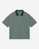 PIQUE SHORT SLEEVE POLO - FOREST STRIPE