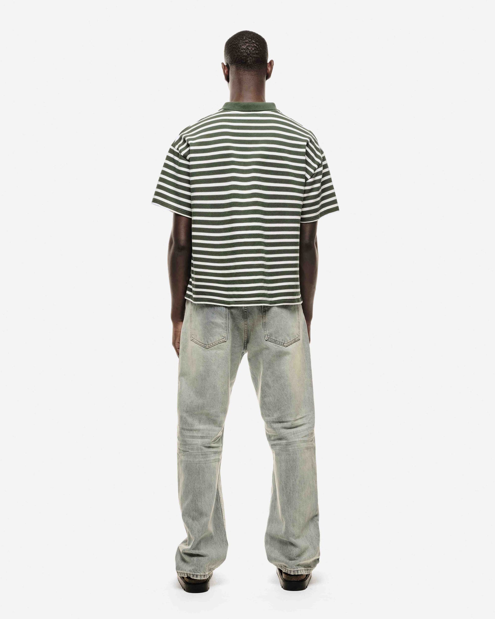 PIQUE SHORT SLEEVE POLO - FOREST STRIPE from Summit Clothing UK