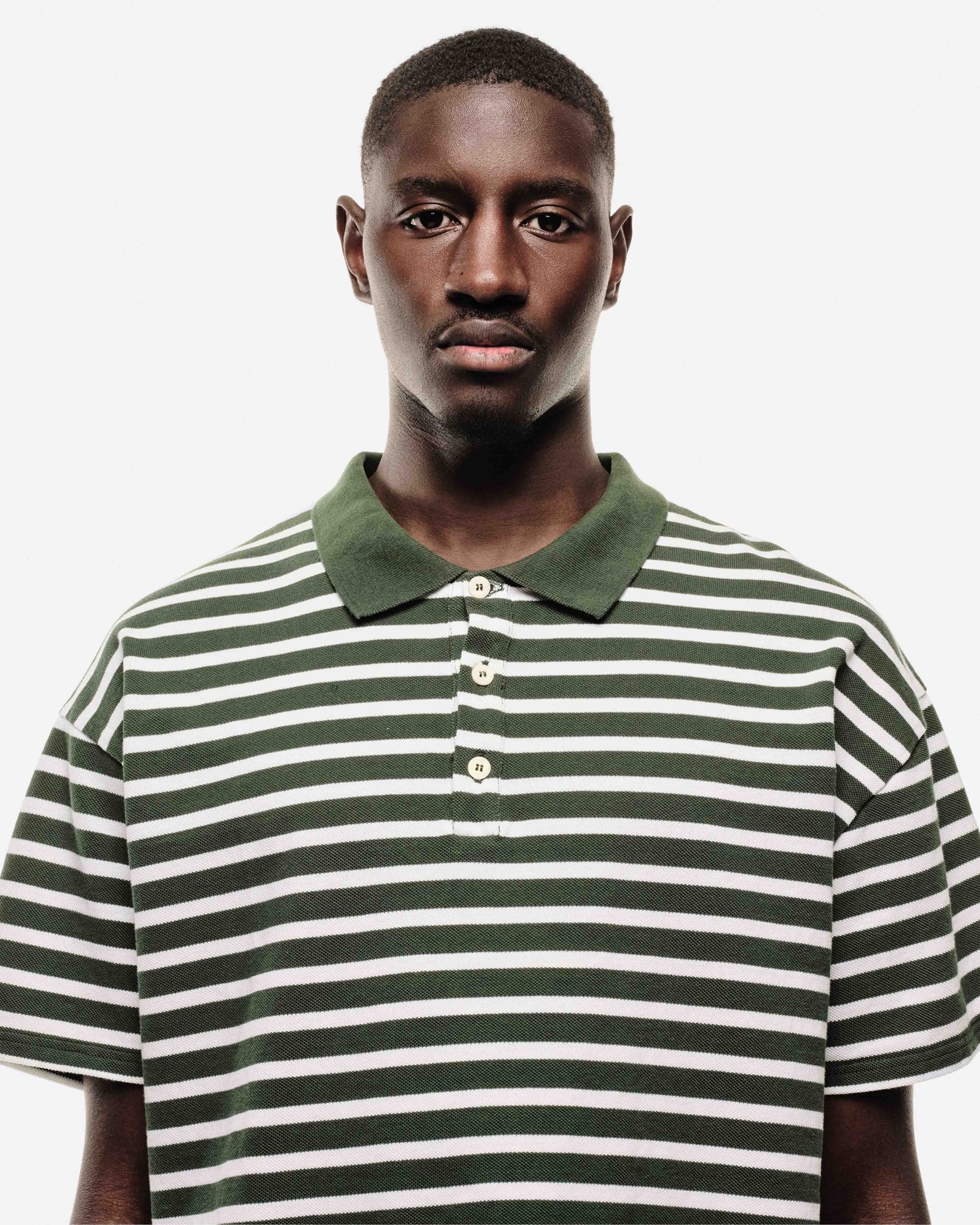 PIQUE SHORT SLEEVE POLO - FOREST STRIPE from Summit Clothing UK