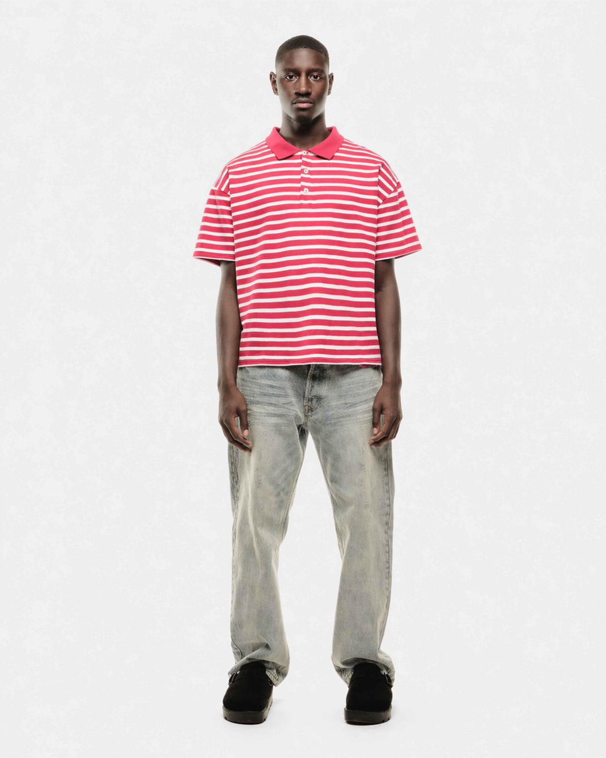 PIQUE SHORT SLEEVE POLO - RED STRIPE