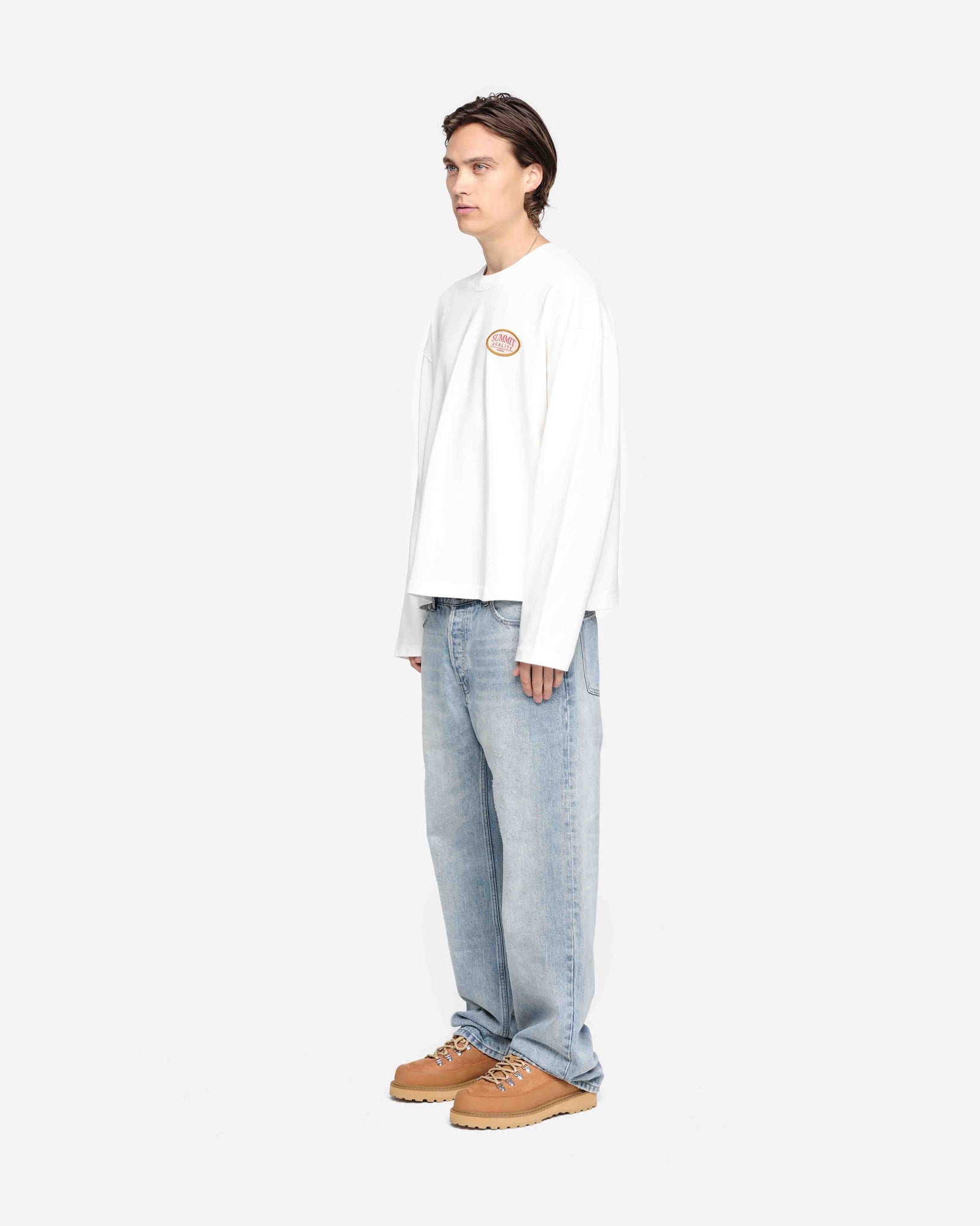 QUALITY GOODS LONG SLEEVE T-SHIRT - VINTAGE WHITE from Summit Clothing UK