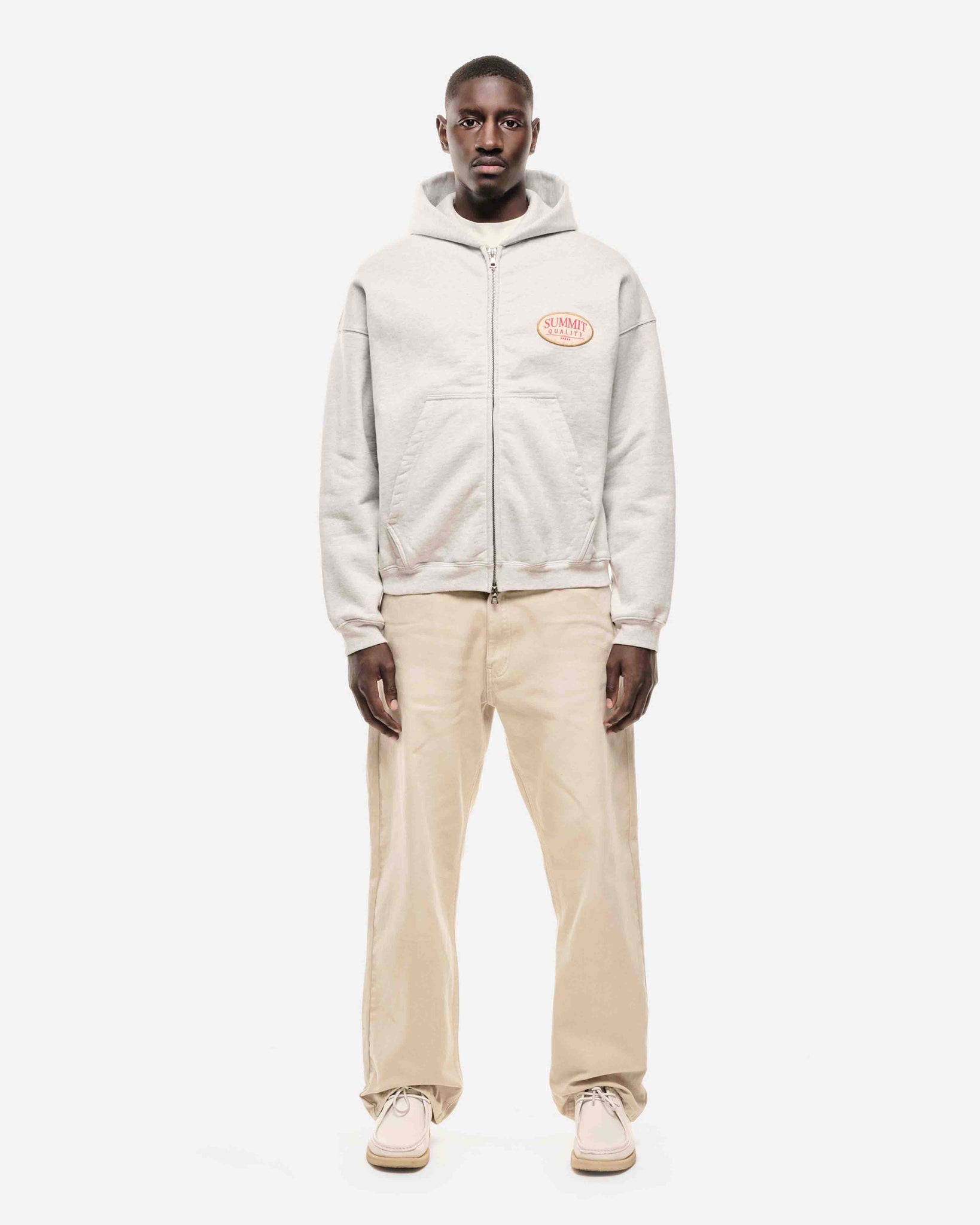 QUALITY GOODS ZIP HOODIE - MARL GREY from Summit Clothing UK