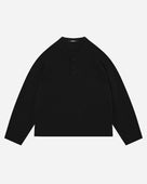 RIBBED HENLEY - BLACK