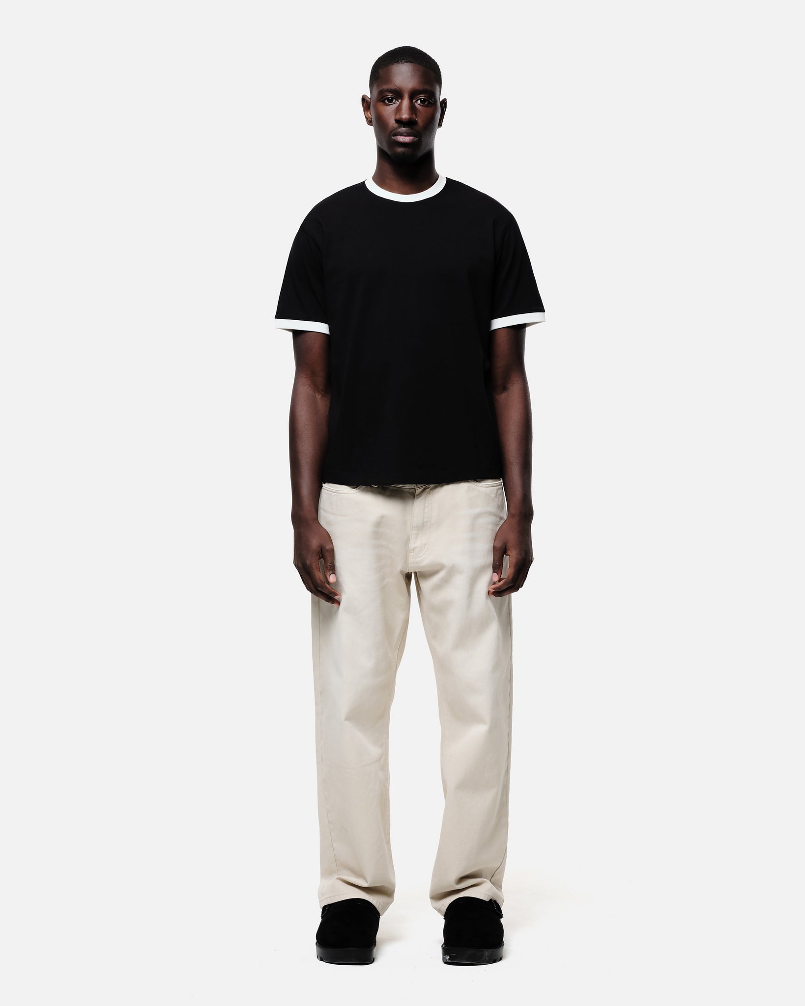 RINGER T-SHIRT - BLACK/WHITE from Summit Clothing UK