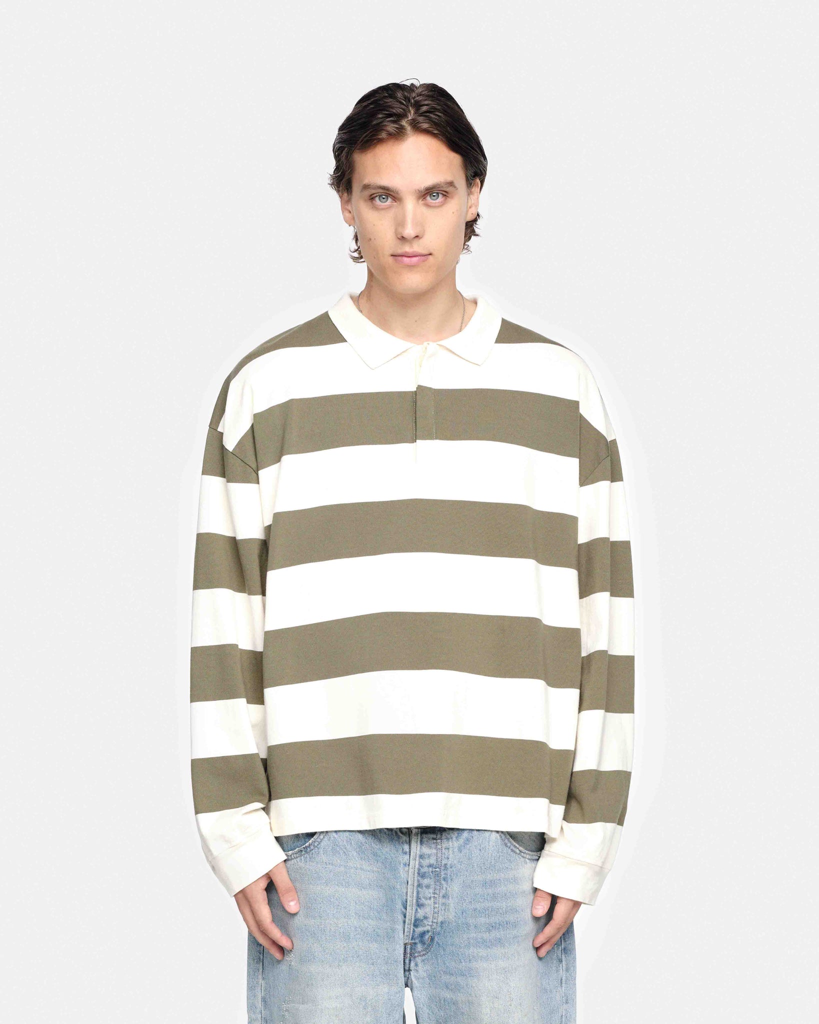 RUGBY POLO - OLIVE/CREAM from Summit Clothing UK