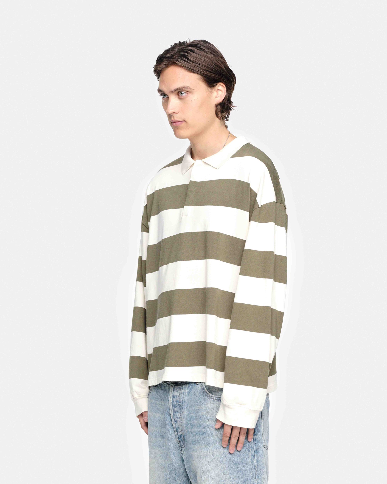 RUGBY POLO - OLIVE/CREAM from Summit Clothing UK