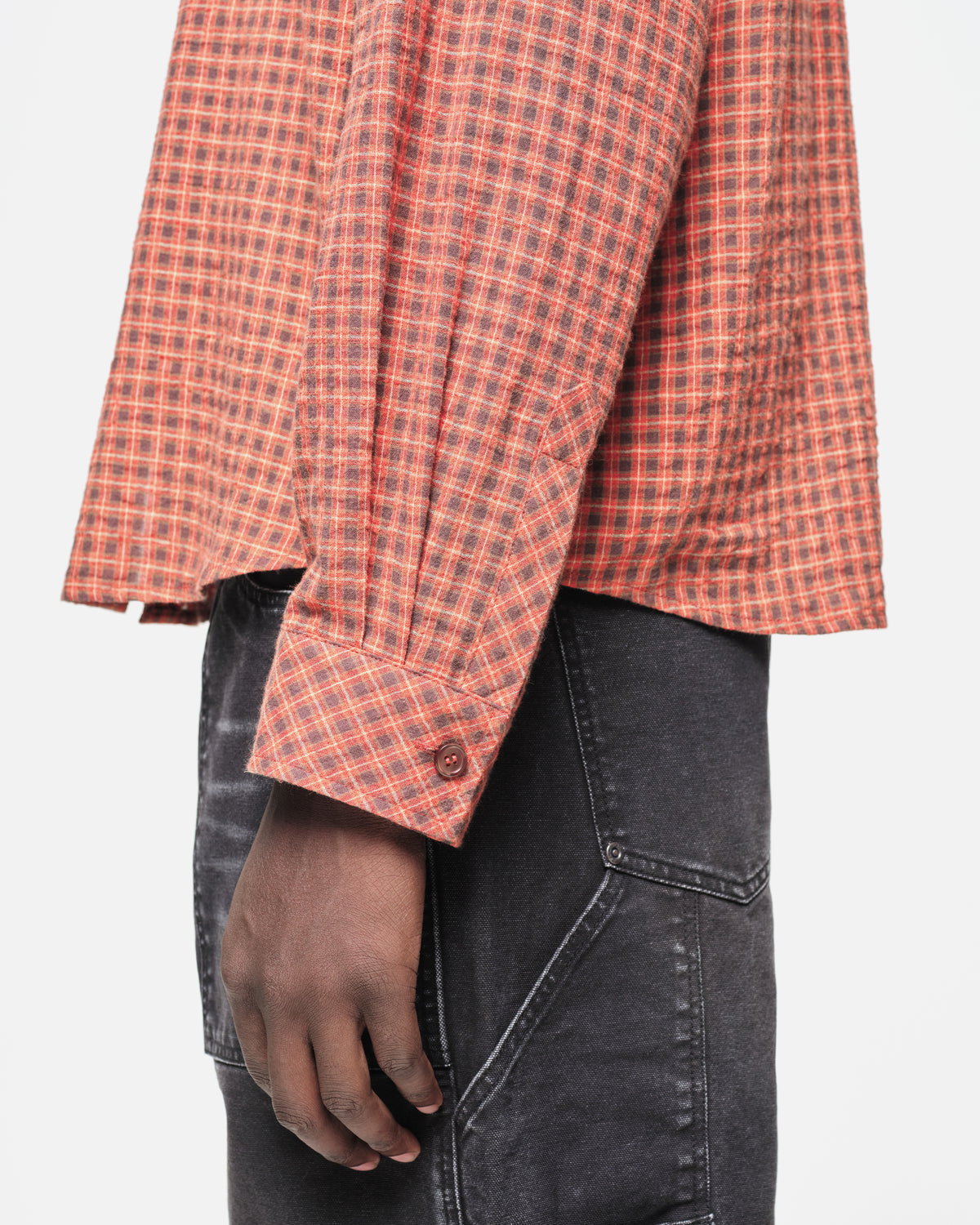 LINEN CHECK SHIRT - WASHED ORANGE