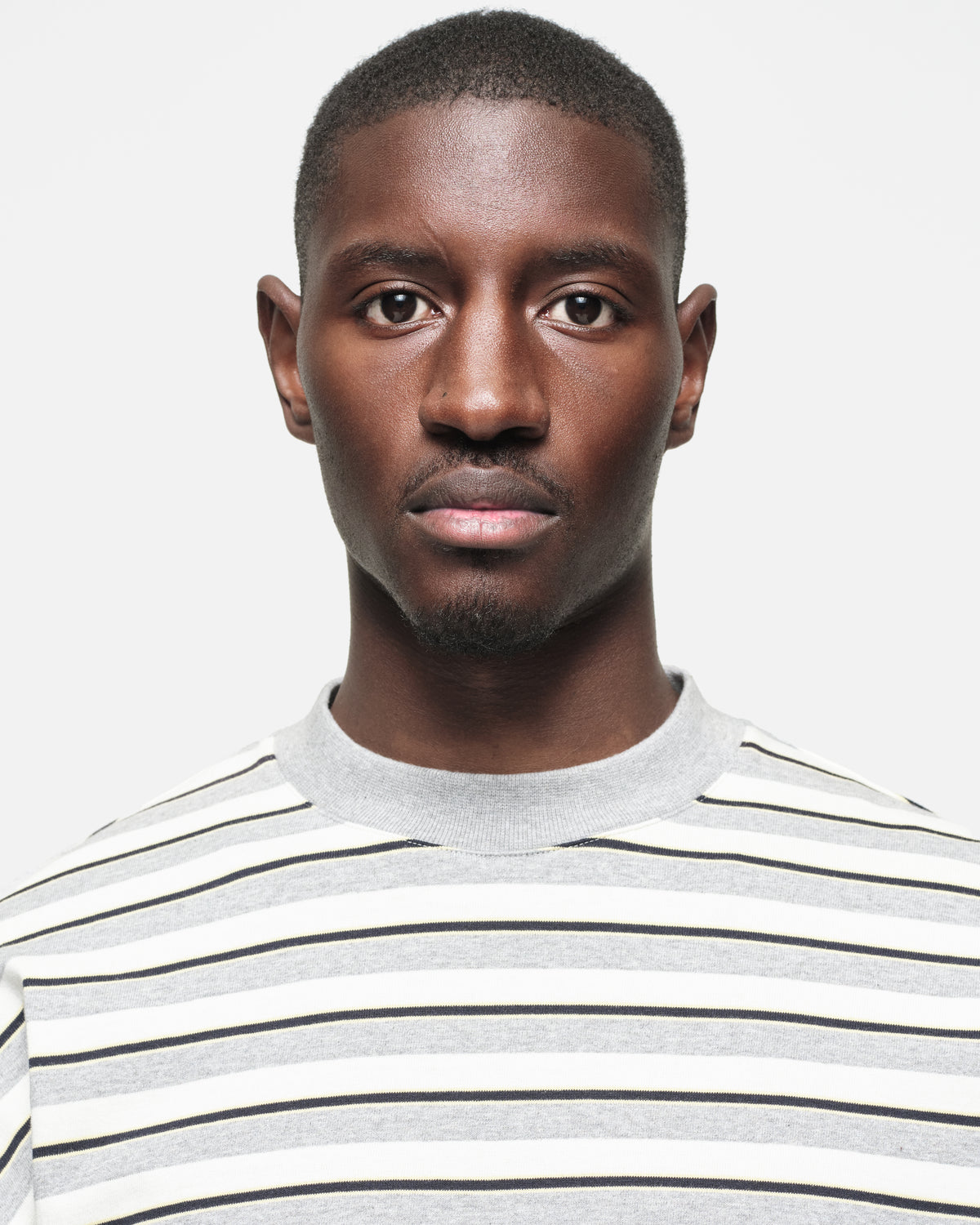 Heavyweight Long Sleeve T-Shirt in Grey/White Stripe, view 4