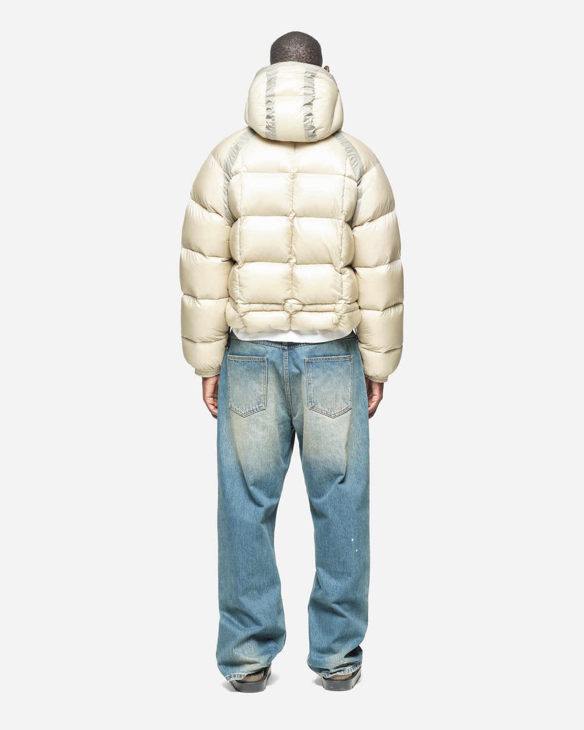 Translucent Raglan Puffer in Winter White, view 3